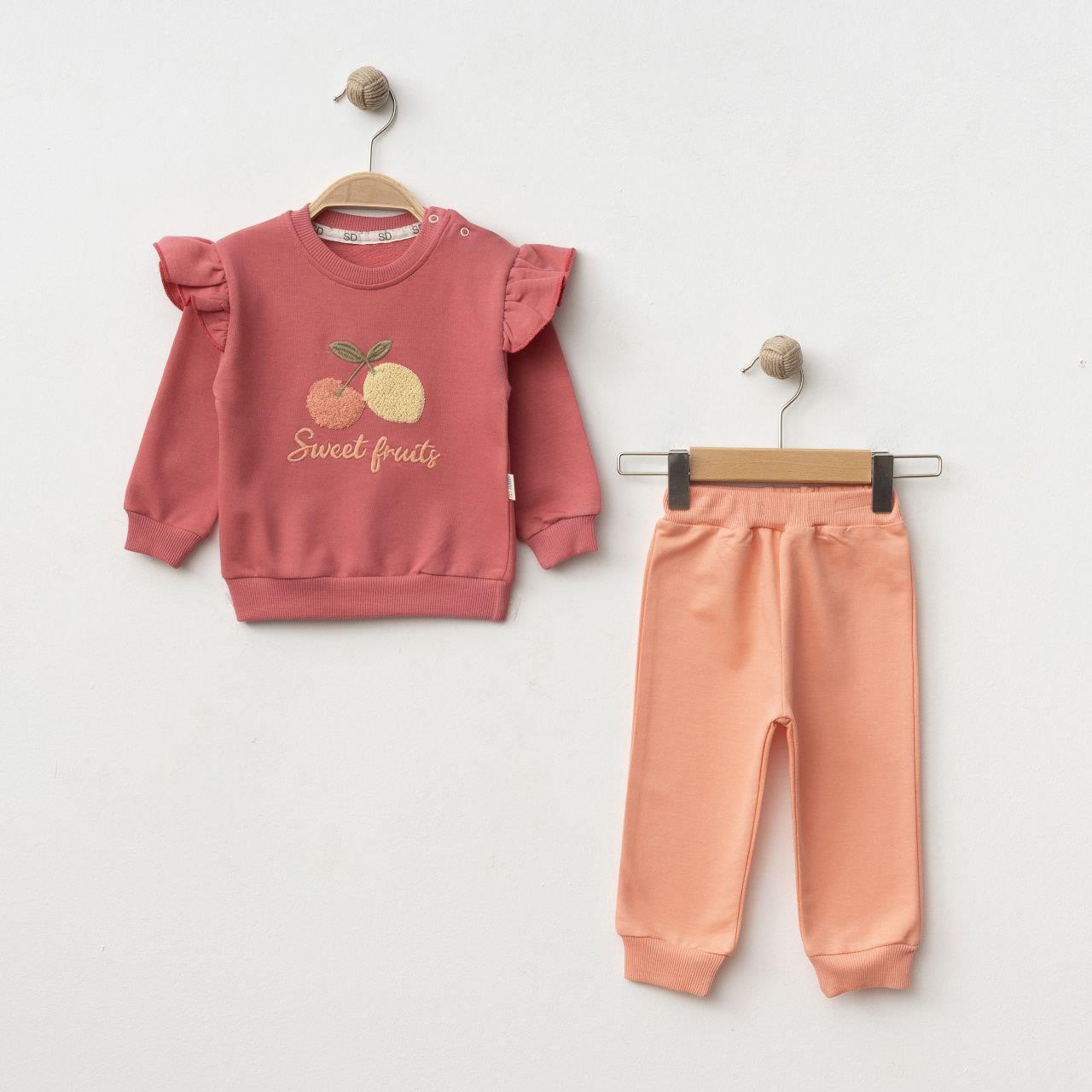 SD BABY KİRAZ NAKIŞLI KIZ BEBEK 2 Lİ TAKIM