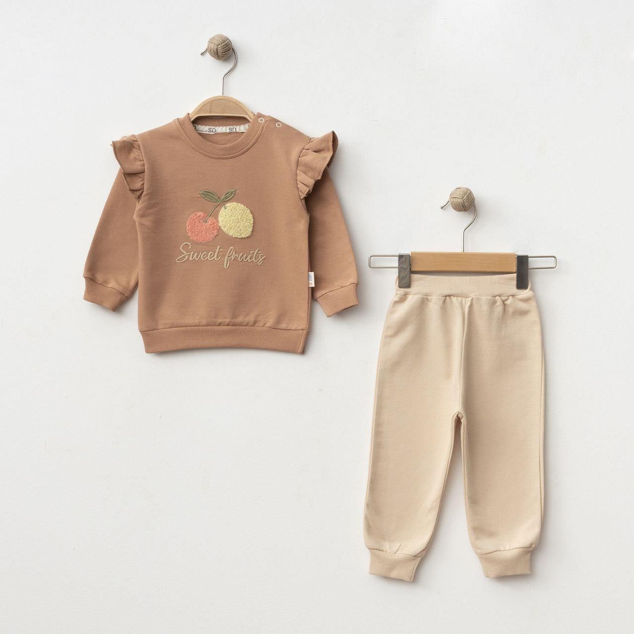 SD BABY KİRAZ NAKIŞLI KIZ BEBEK 2 Lİ TAKIM