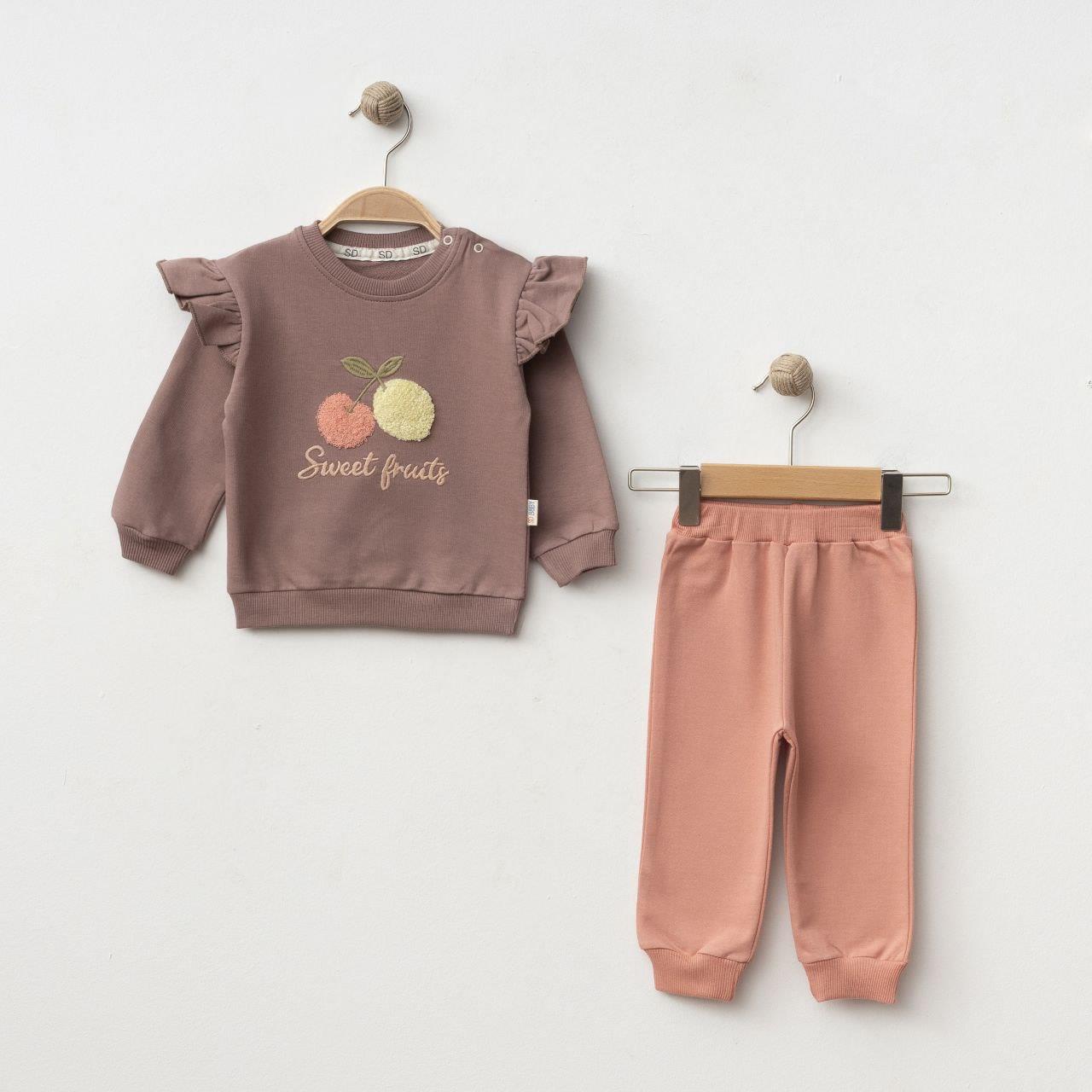 SD BABY KİRAZ NAKIŞLI KIZ BEBEK 2 Lİ TAKIM