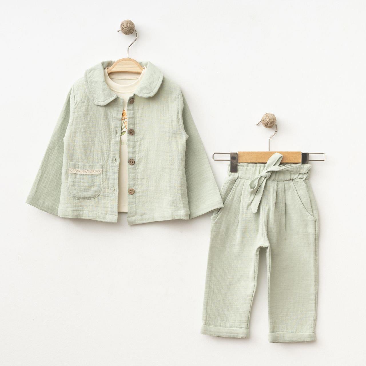 SD BABY MUSLİN BEBE YAKALI CEKETLİ 3 LÜ TAKIM 6-24 AY