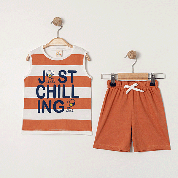 ŞİNDAX ERKEK ÇOCUK ÇİZGİLİ ŞORTLU İKİLİ TAKIM 2-5 Y