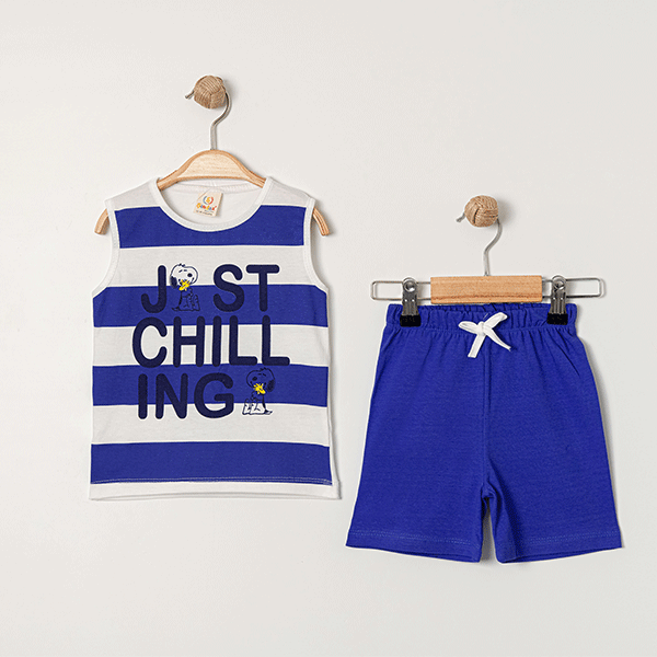 ŞİNDAX ERKEK ÇOCUK ÇİZGİLİ ŞORTLU İKİLİ TAKIM 2-5 Y