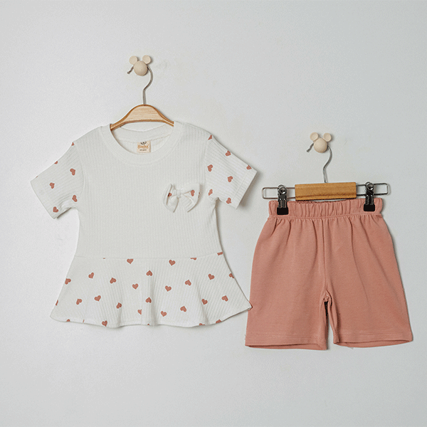 ŞİNDAX KIZ ÇOCUK KALP BASKILI 2 Lİ TAKIM 2-5 Y