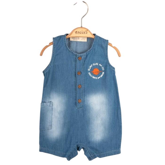 Surf Sun Şapkalı Erkek Bebek Kot Tulum