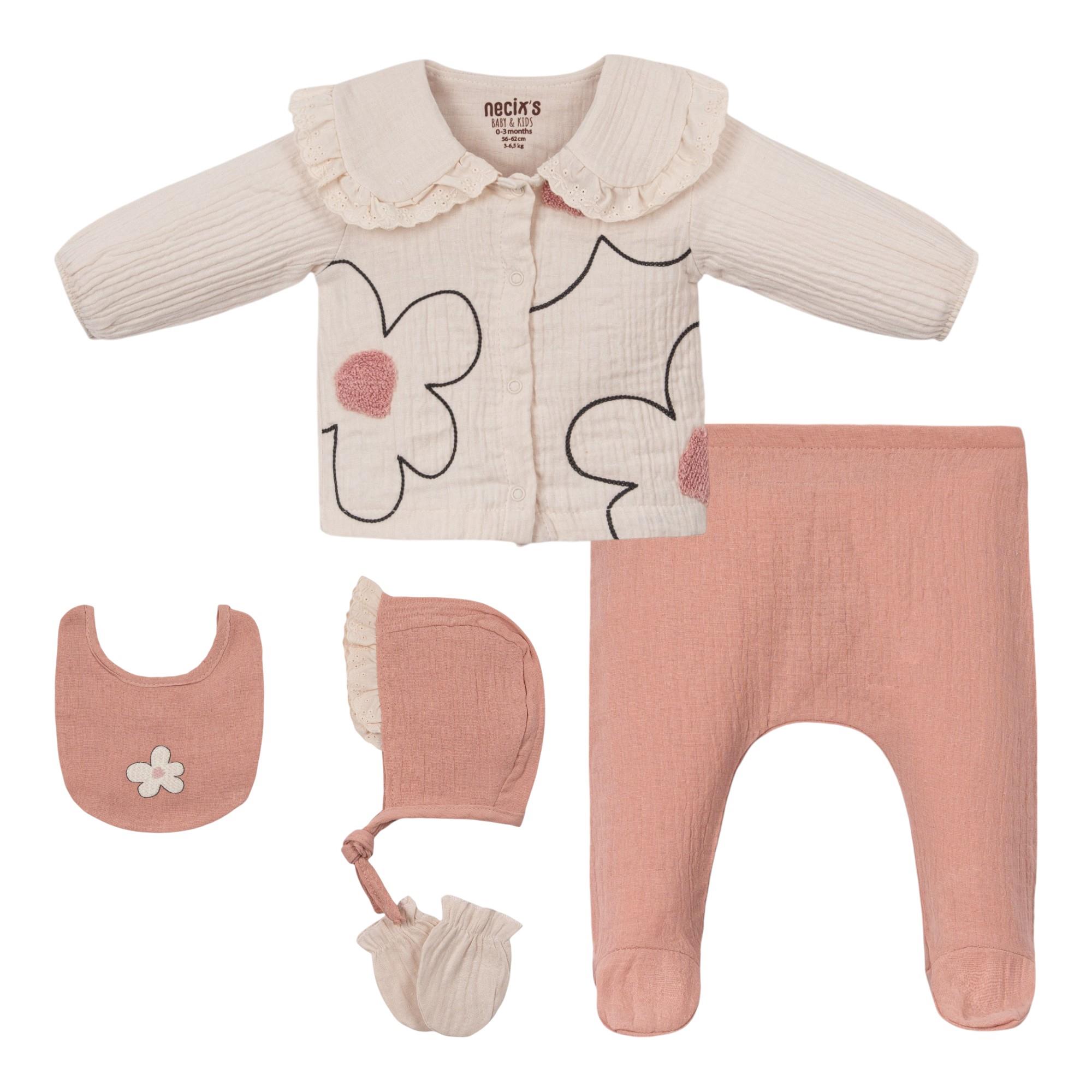 Süzene Çiçek Kız Bebek Hastane Çıkışı Beşli Set