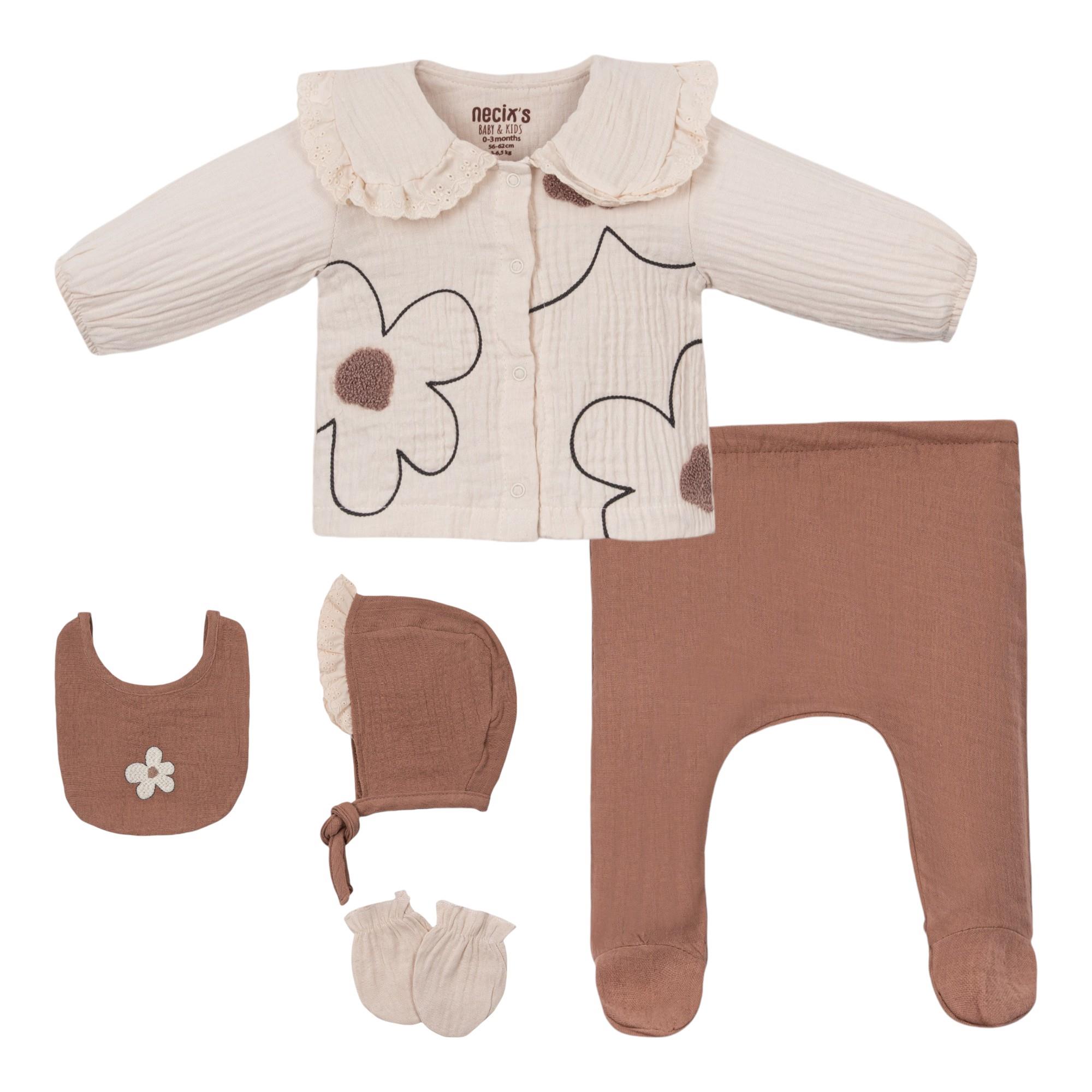 Süzene Çiçek Kız Bebek Hastane Çıkışı Beşli Set