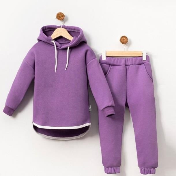 Sweatshirt Kız Çocuk Biyeli İkili Takım