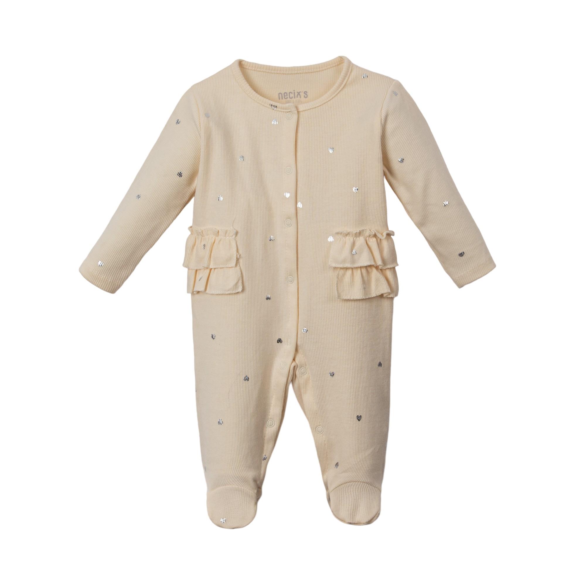 Sweet Heart Çiçek Desenli Fırfırlı Kız Bebek Örme Tulum