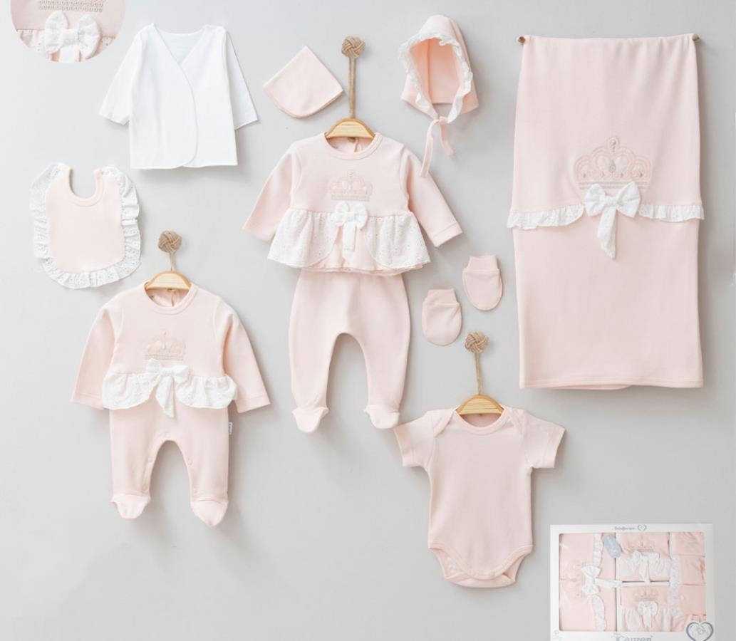 Taçlı Kız Bebek Onlu Hastane Çıkış Seti