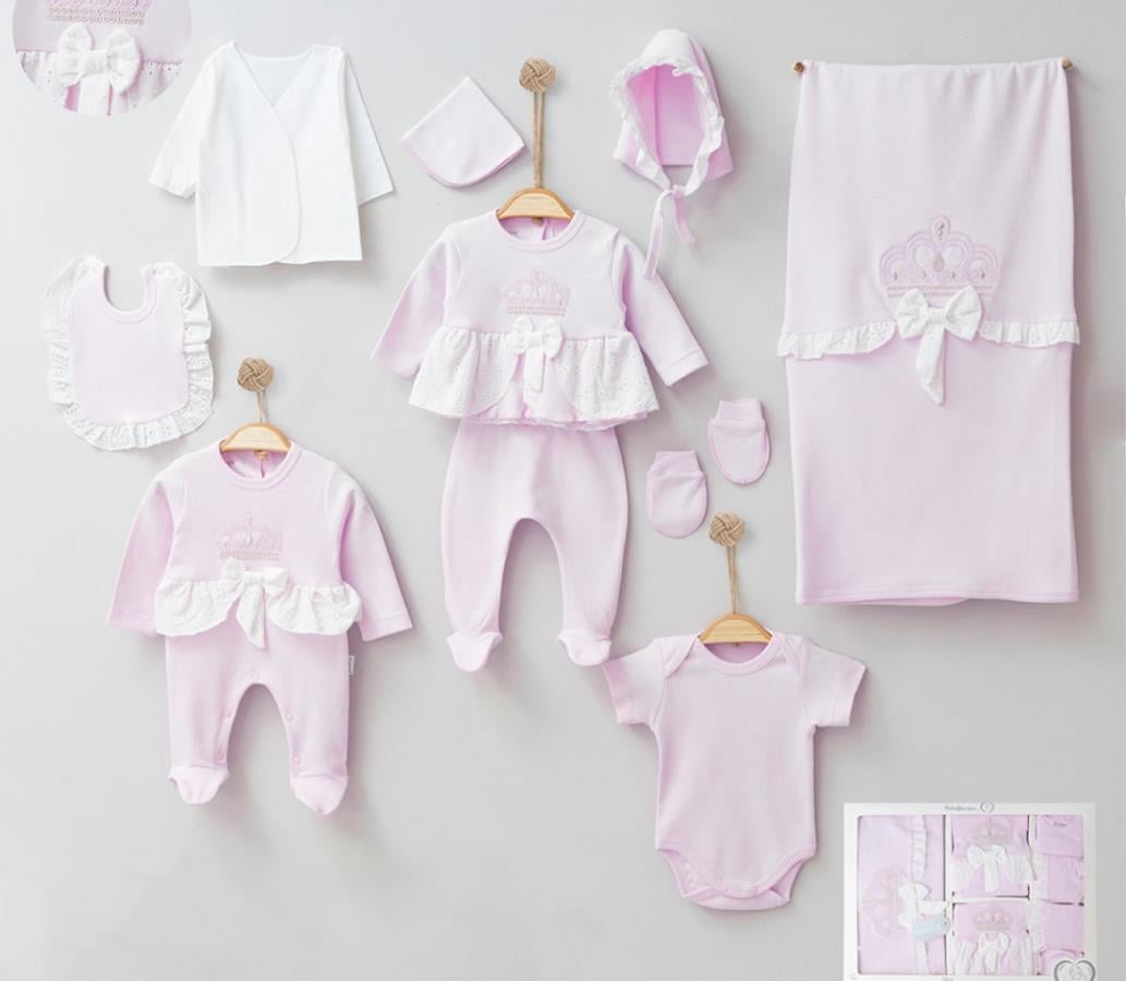 Taçlı Kız Bebek Onlu Hastane Çıkış Seti