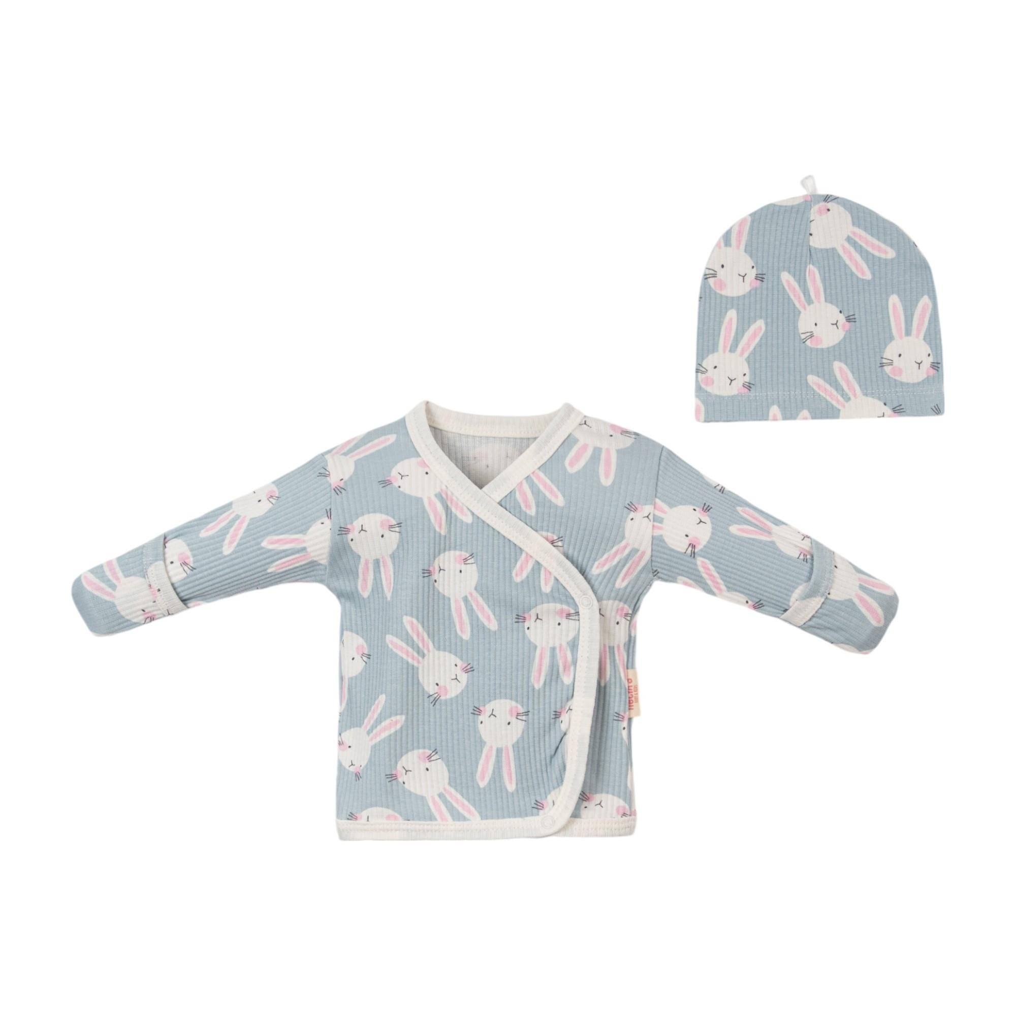 Tavşan Baskılı Kız Bebek Üçlü Set