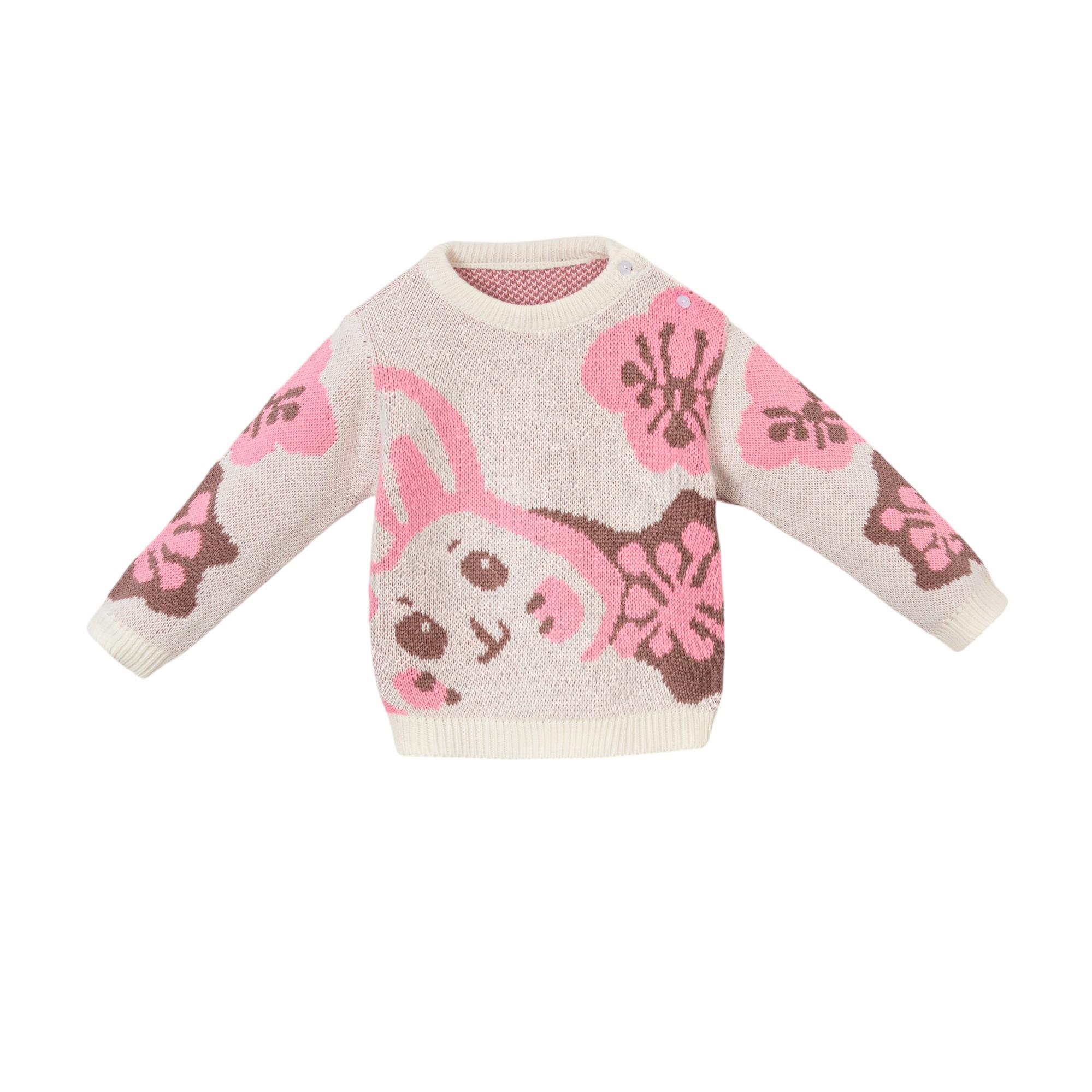 Tavşan Desenli Kız Bebek Triko İkili Takım