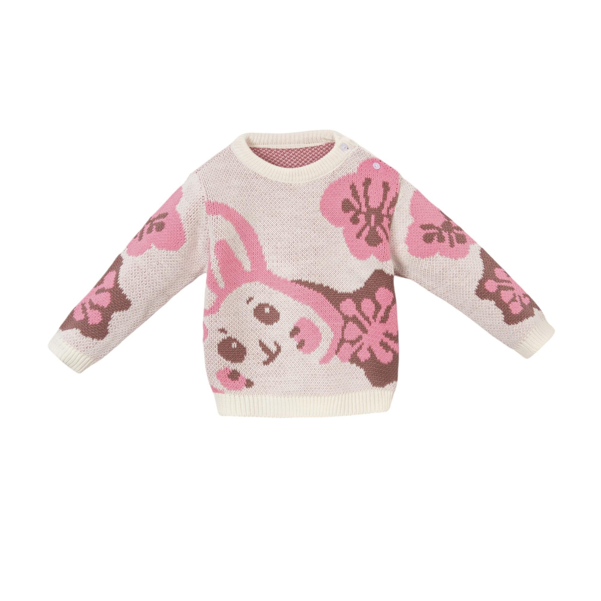 Tavşan Desenli Kız Bebek Triko İkili Takım