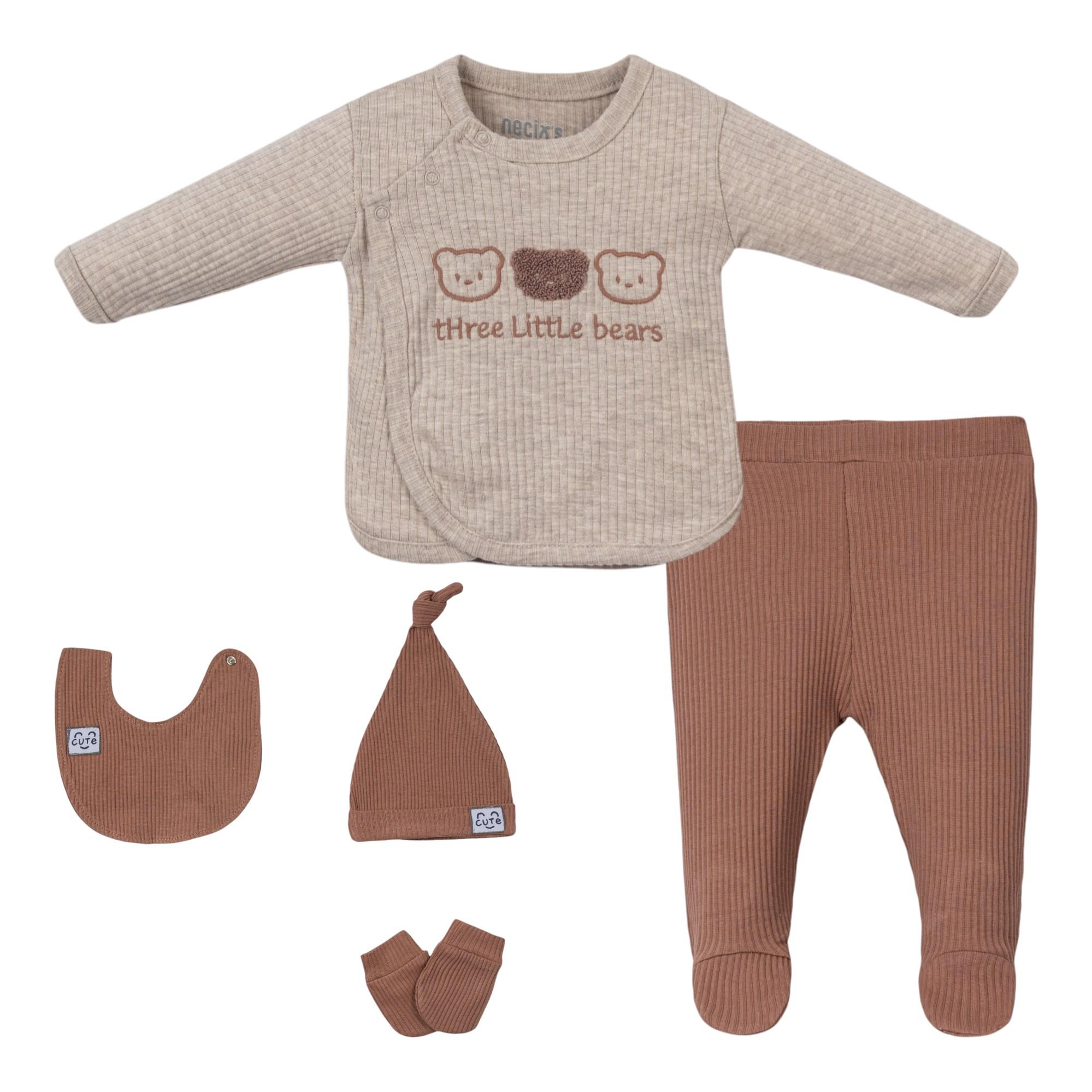Three Little Bear Erkek Bebek Hastane Çıkışı Beşli Set