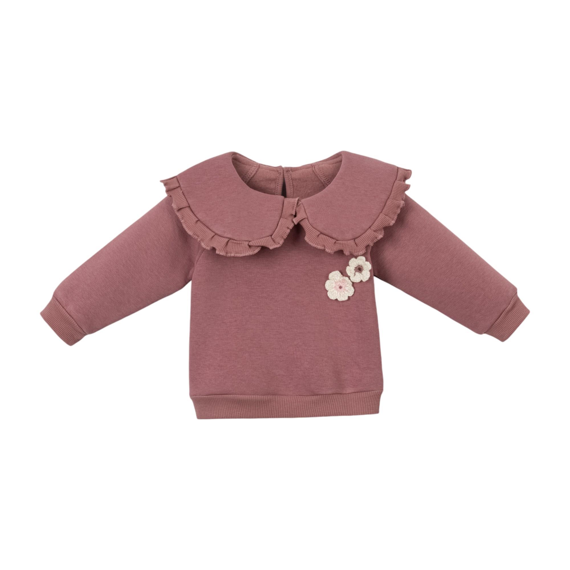 Tığ İşi İşlemeli Bebek Yaka Kız Bebek İkili Takım