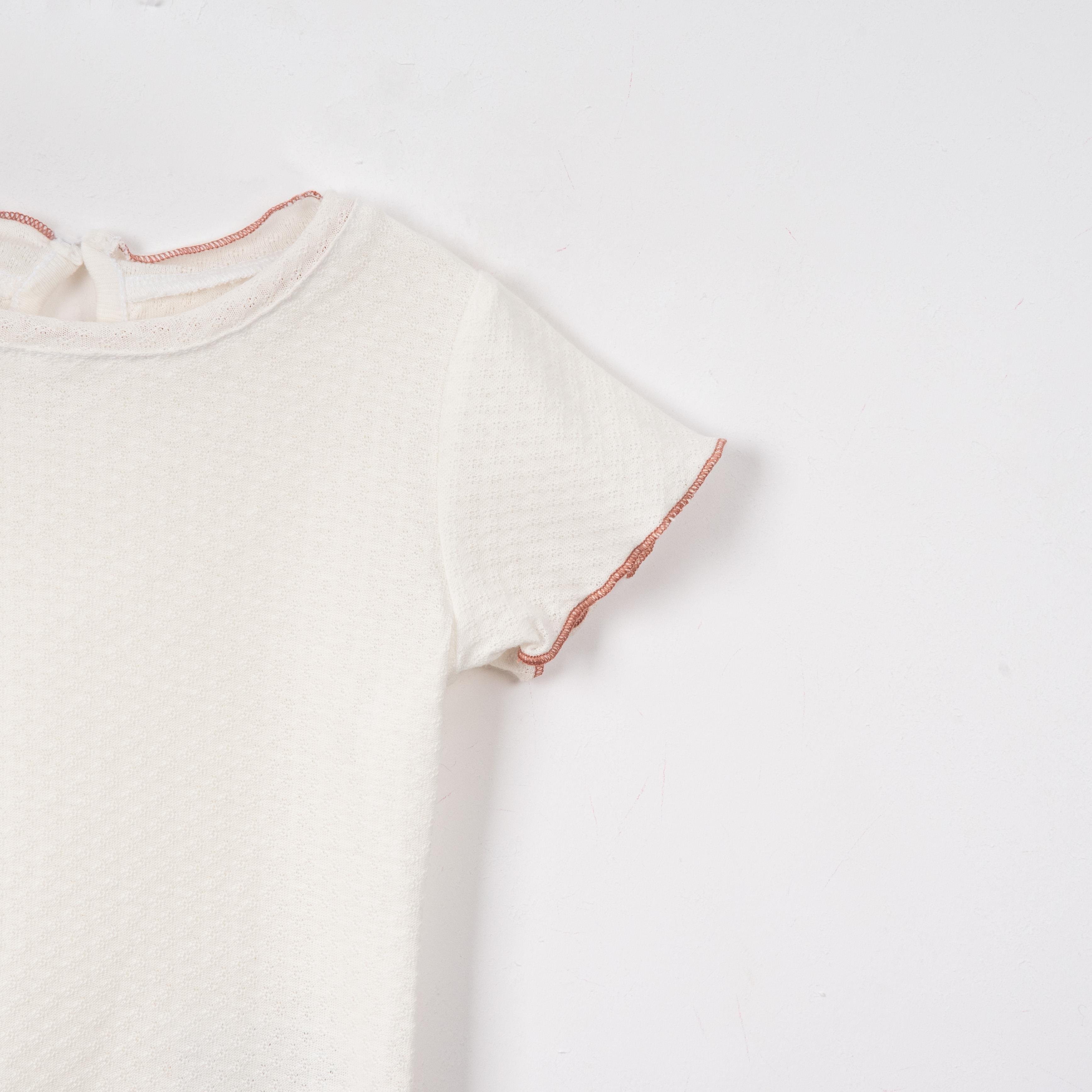 Tığ İşi Motifli Salopet Kız Bebek İkili Takım