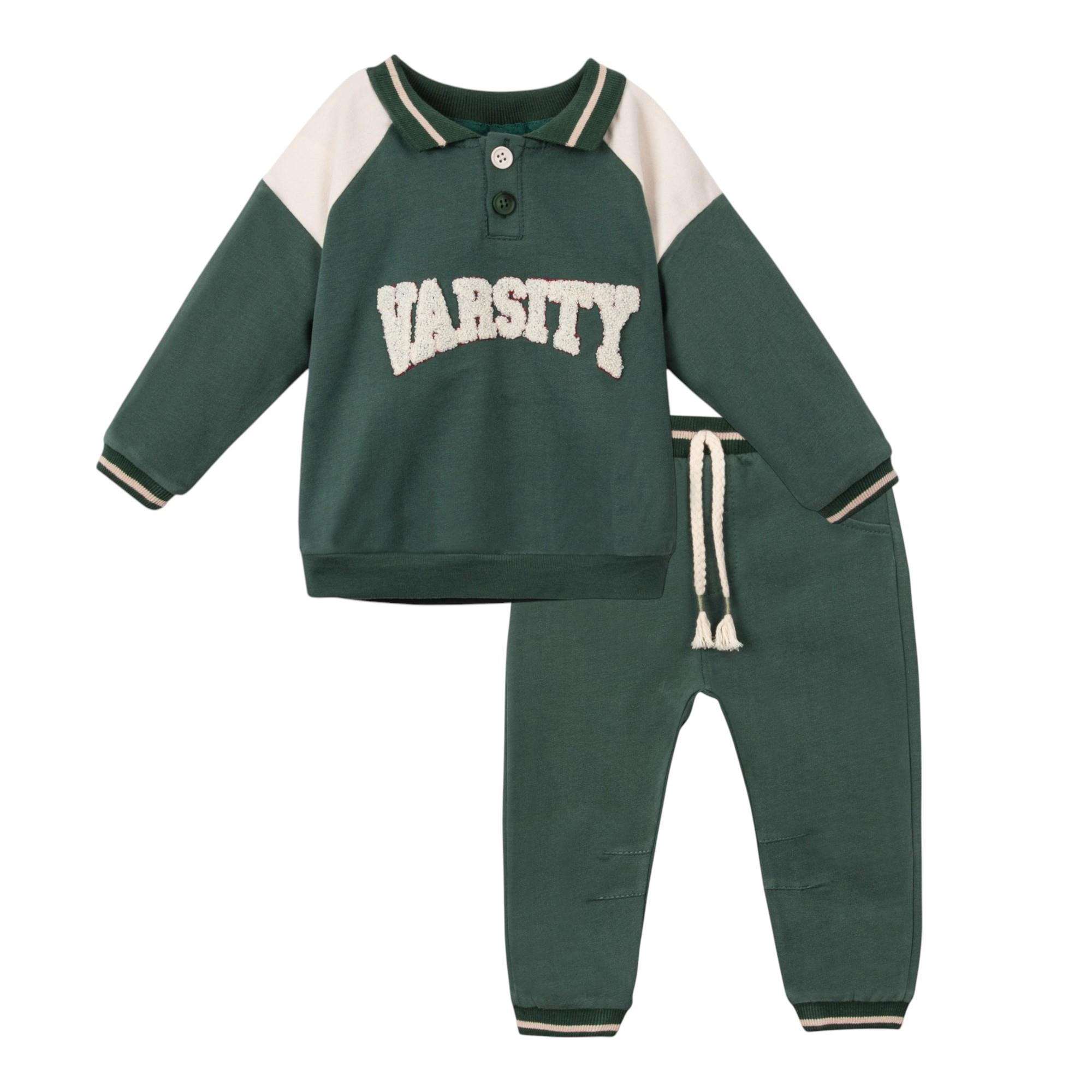 Varsity Polo Yaka Erkek Bebek İkili Takım