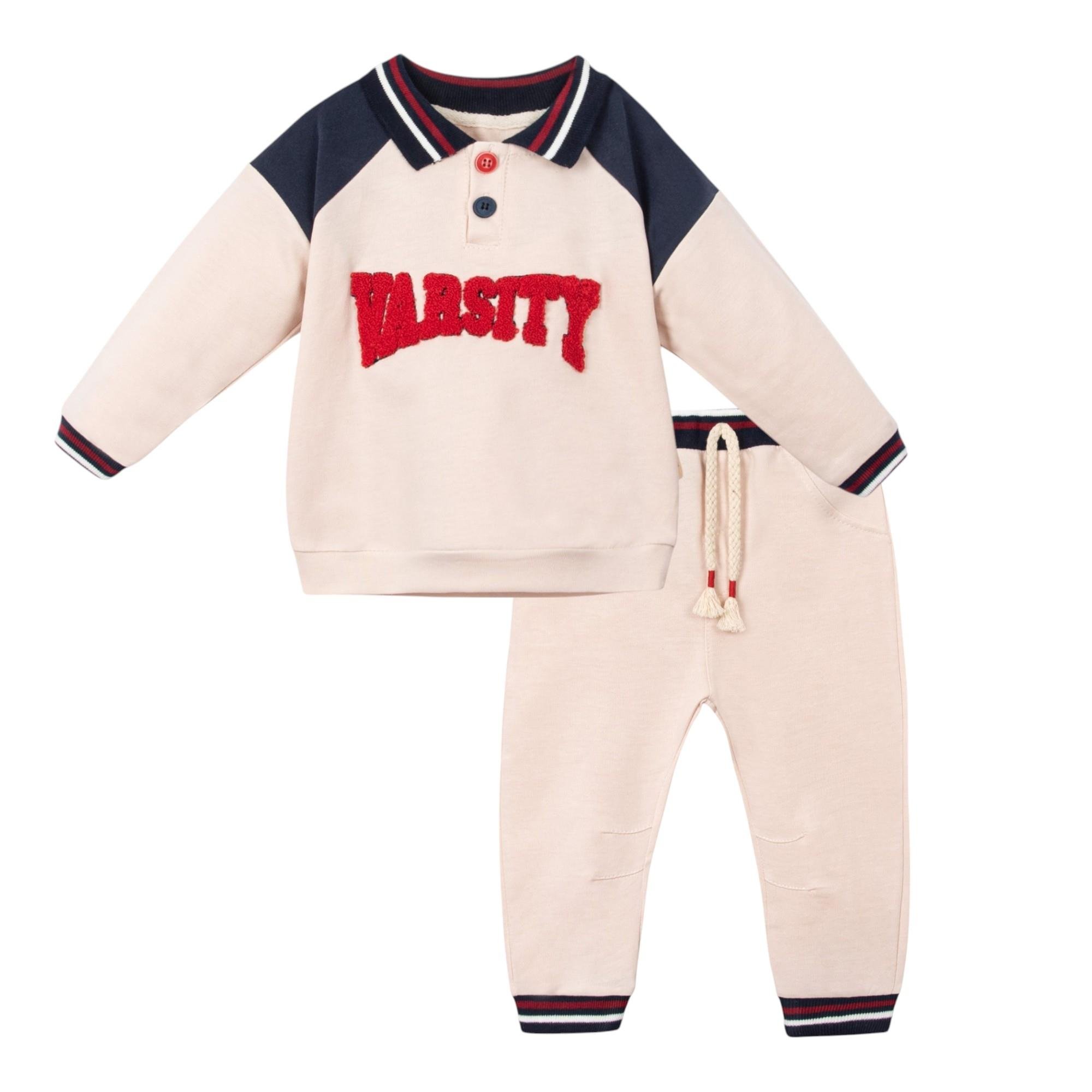 Varsity Polo Yaka Erkek Bebek İkili Takım