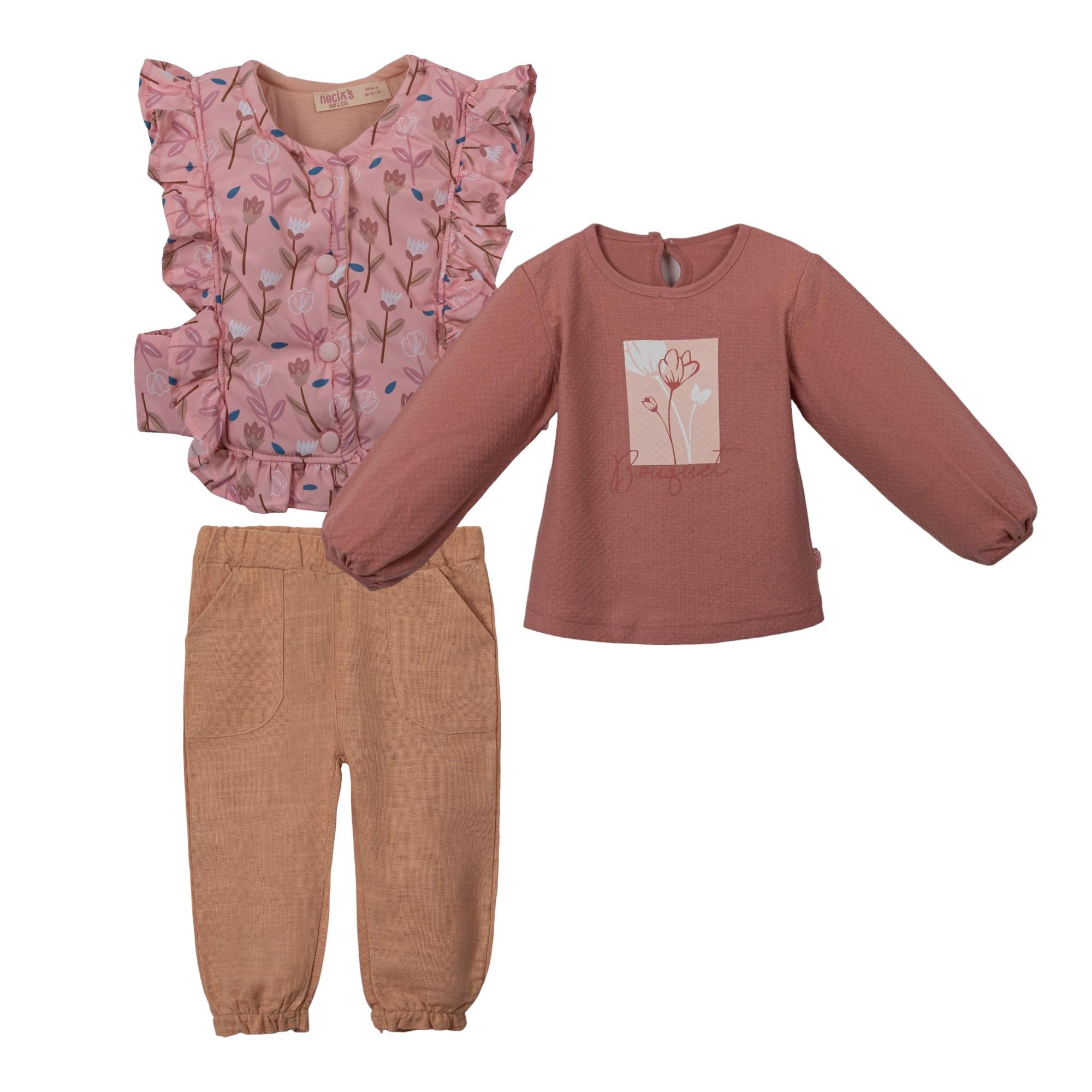 Venedik Şişme Yelekli Kız Bebek Üçlü Takım