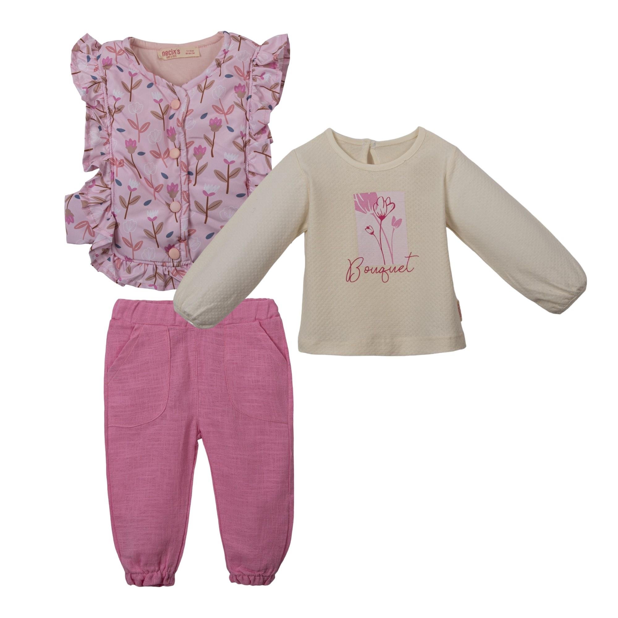 Venedik Şişme Yelekli Kız Bebek Üçlü Takım