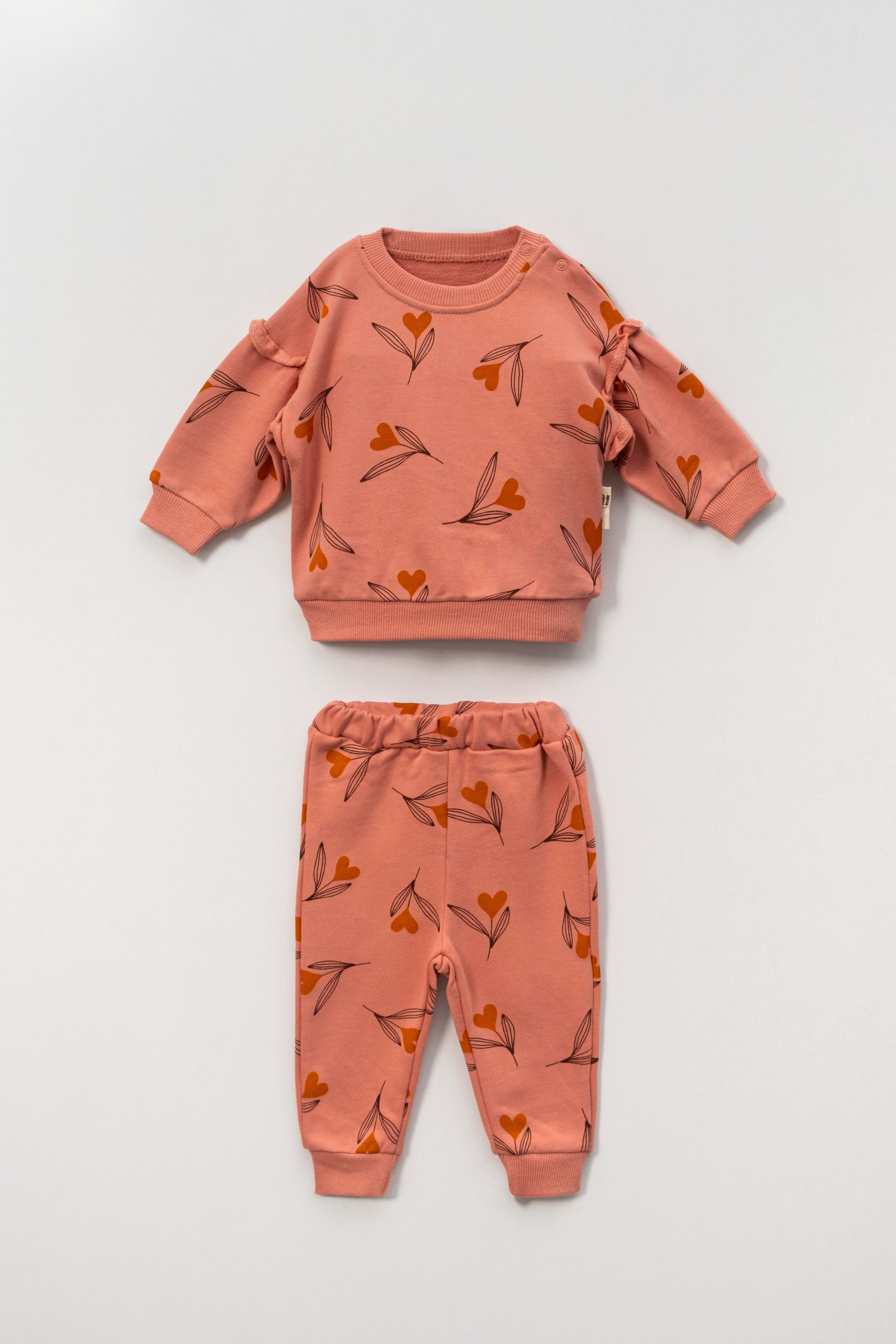 VOVİDO KİDS BASKI DETAYLI KIZ BEBEK 2 Lİ TAKIM