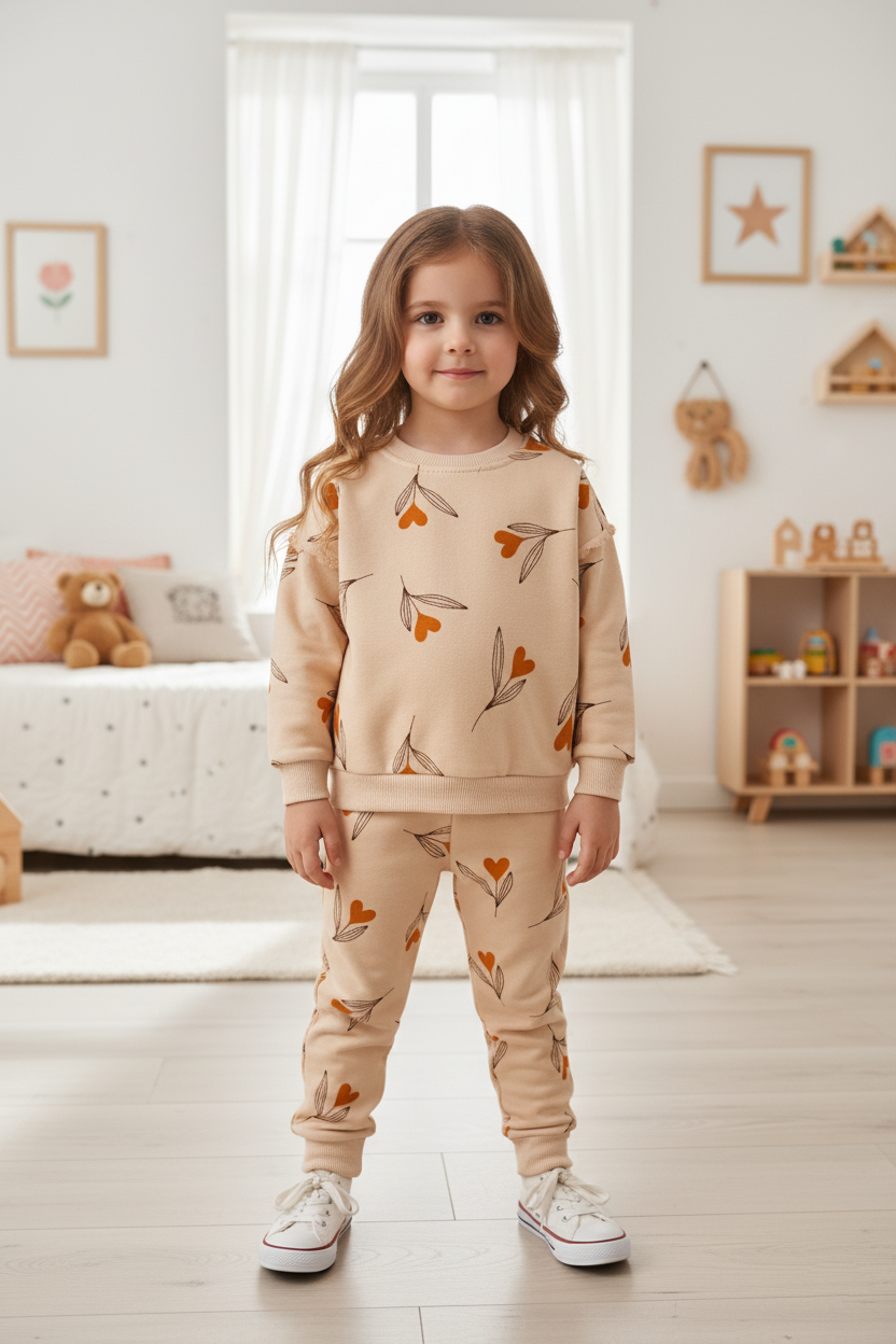 VOVİDO KİDS BASKI DETAYLI KIZ BEBEK 2 Lİ TAKIM