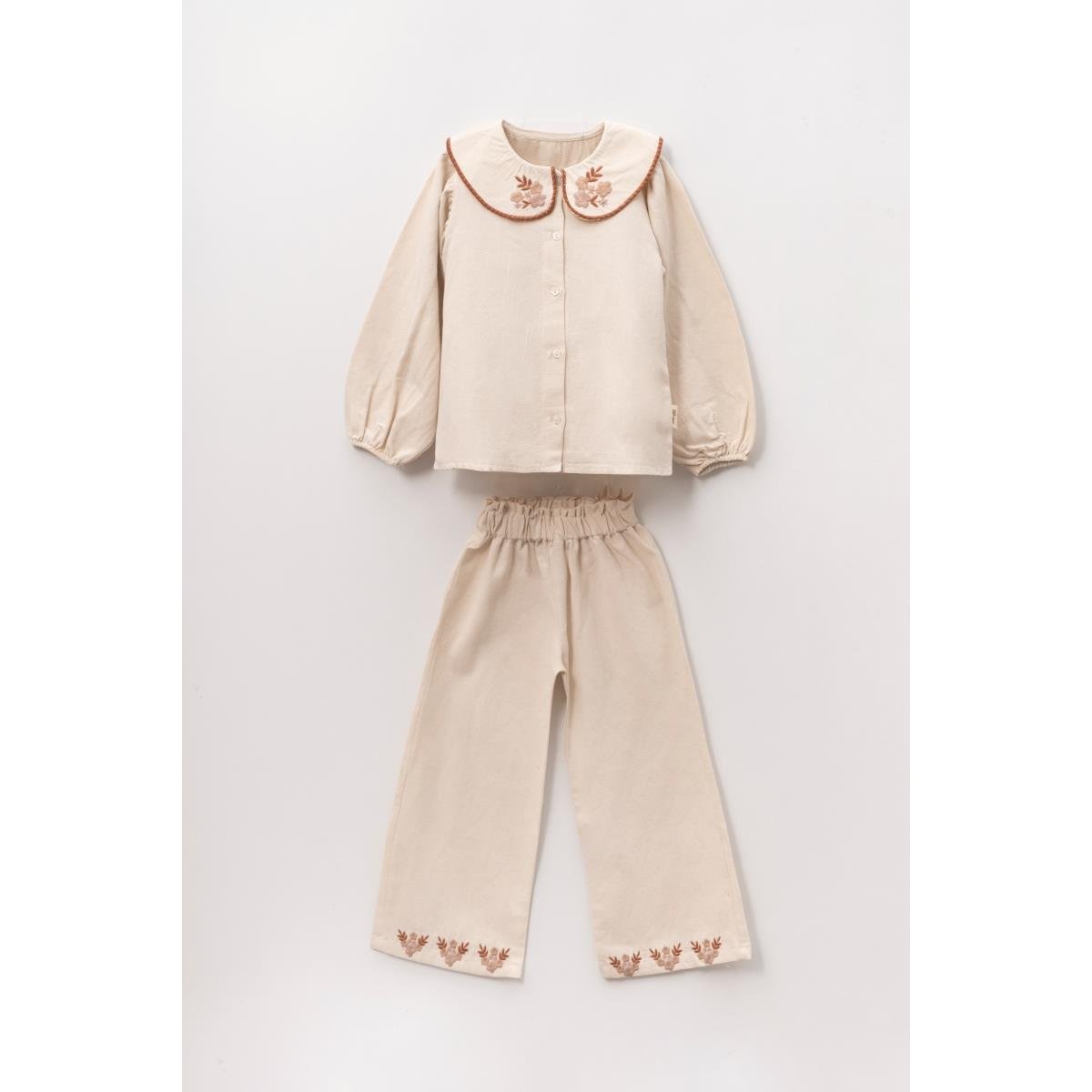 VOVİDO YAKASI ÇİÇEK NAKIŞLI 2 Lİ TAKIM 3-7 Y