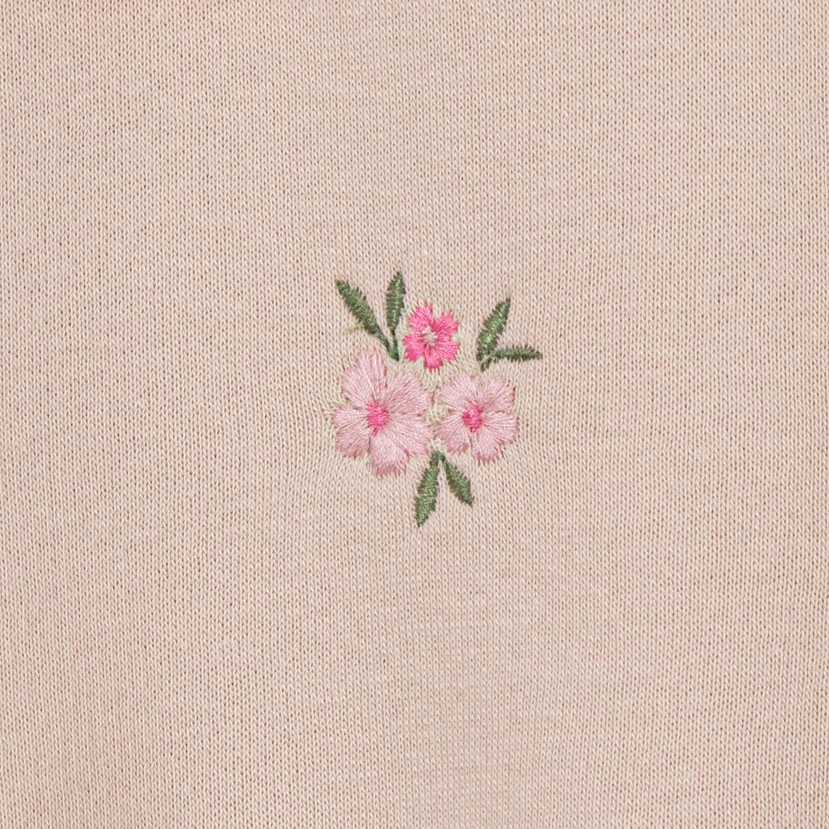 Yakalı Çiçek Nakışlı Kız Bebek İkili Takım