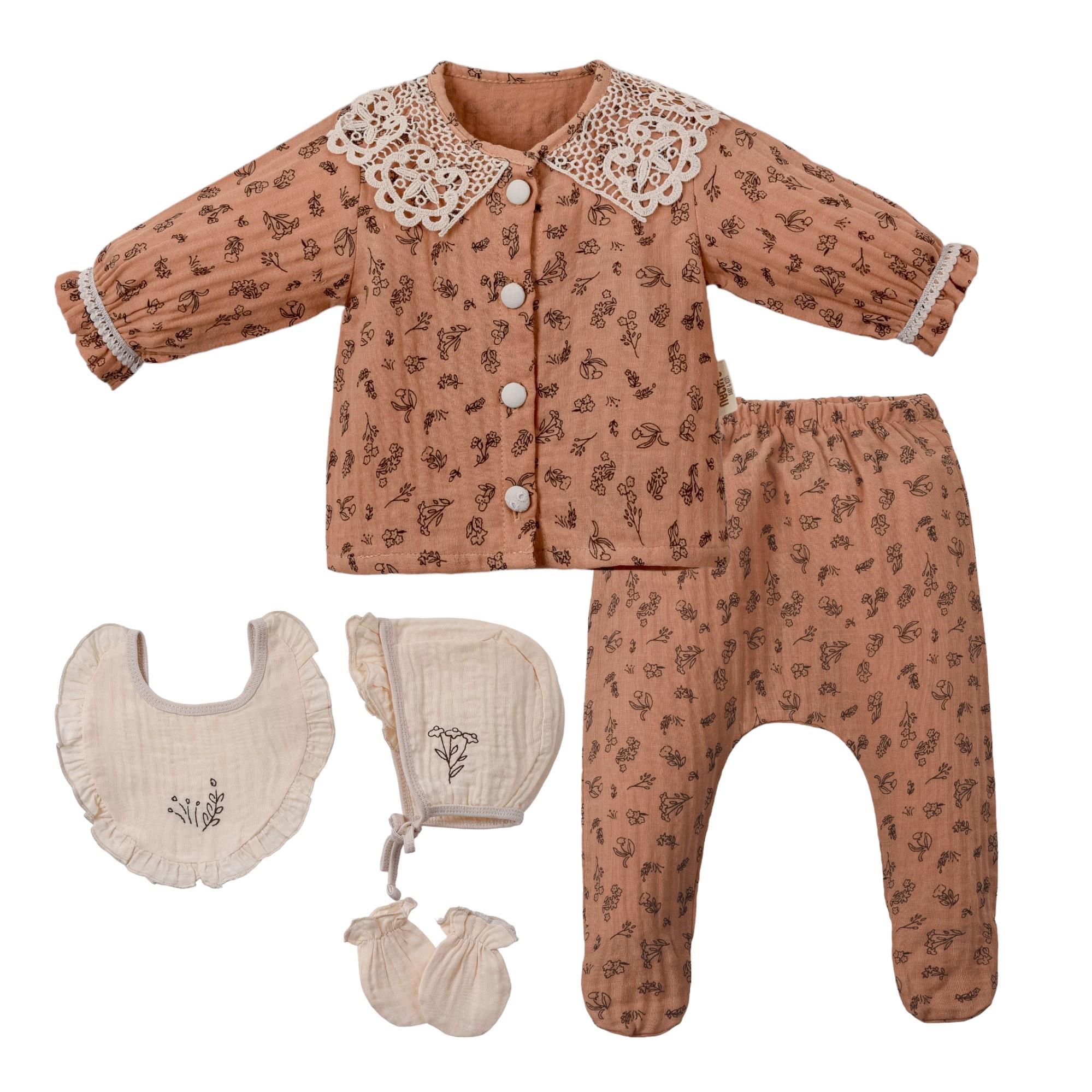 Yasawa Müslin Kız Bebek Hastane Çıkışı Beşli Set