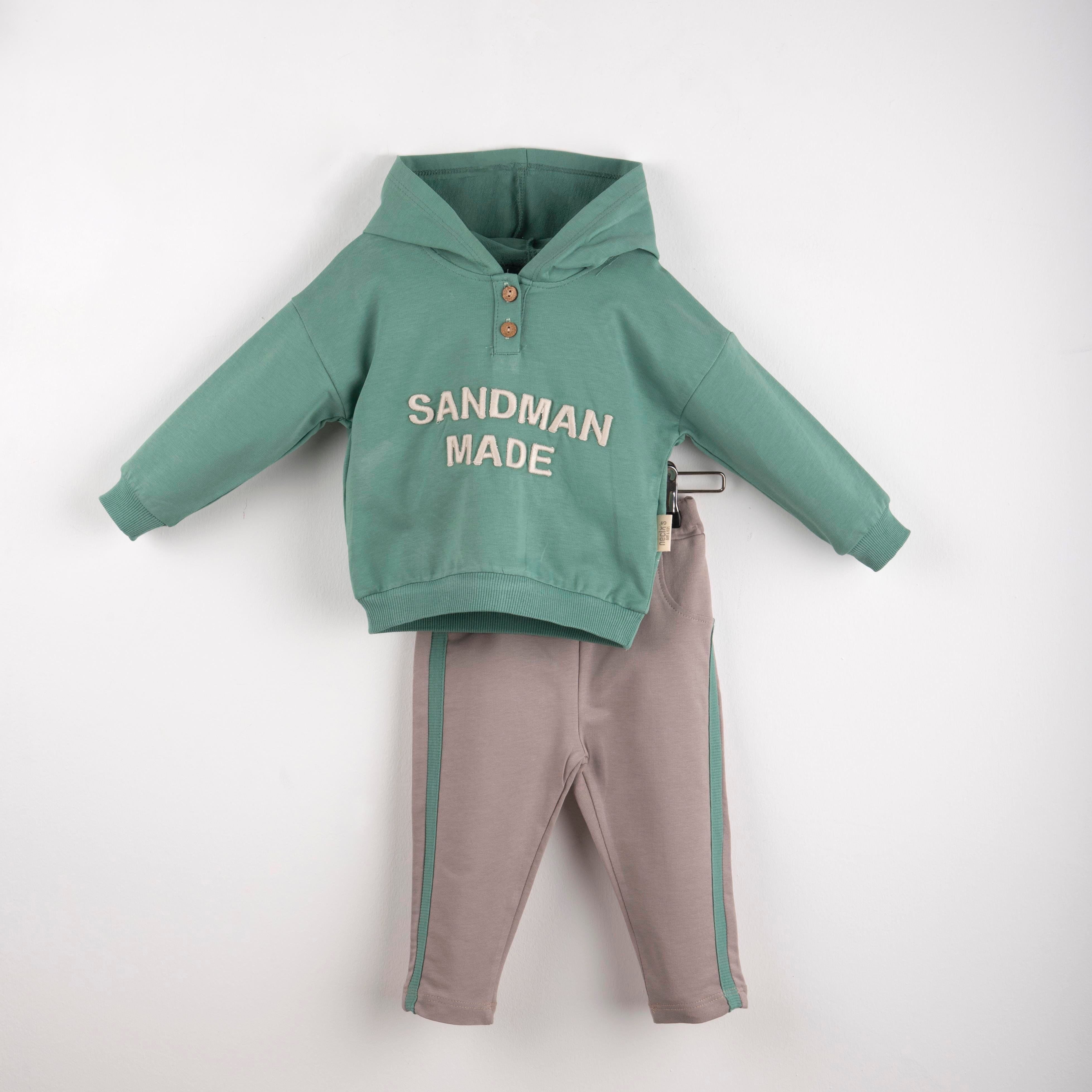 Yazı Baskılı Kapüşonlu Erkek Bebek İkili Takım