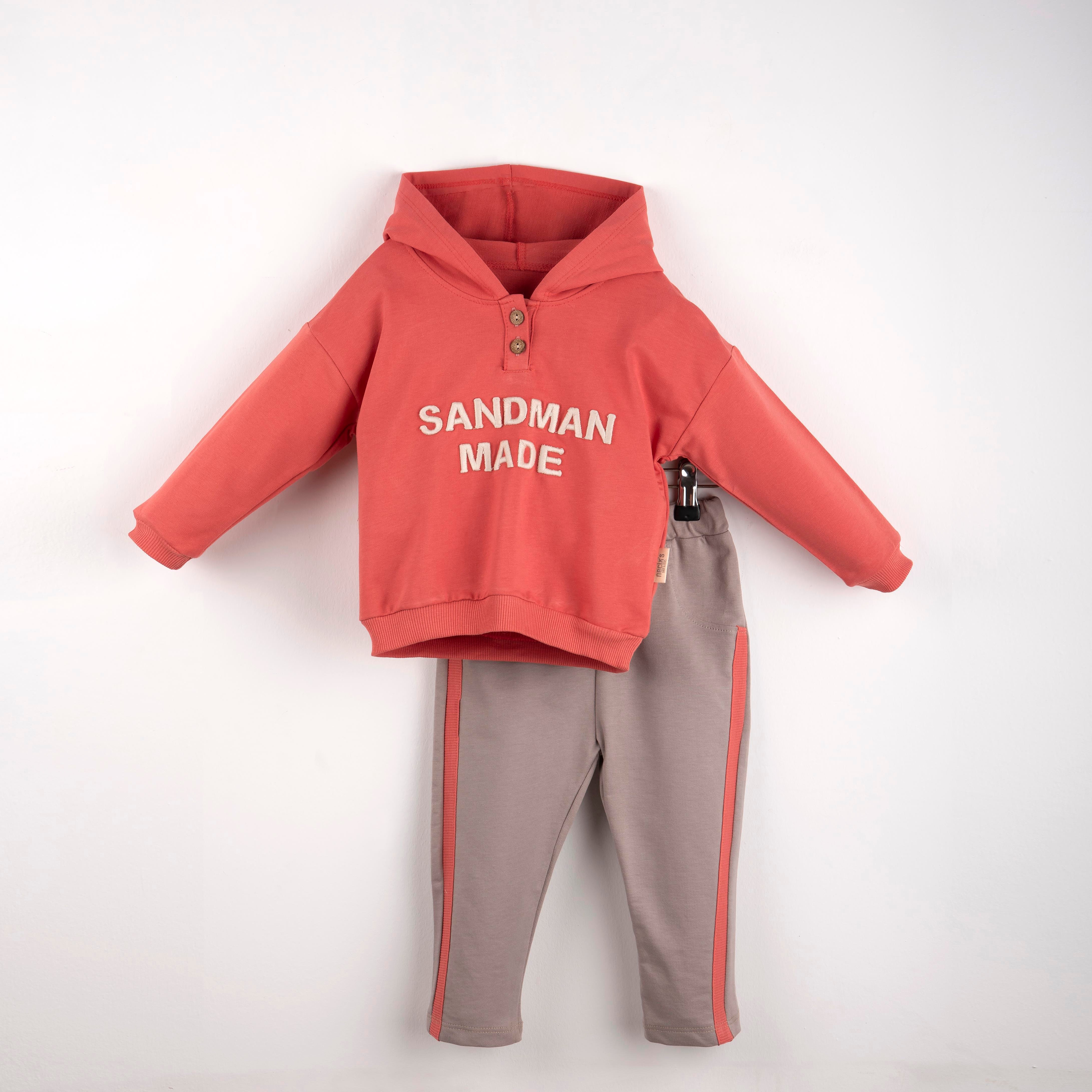 Yazı Baskılı Kapüşonlu Erkek Bebek İkili Takım