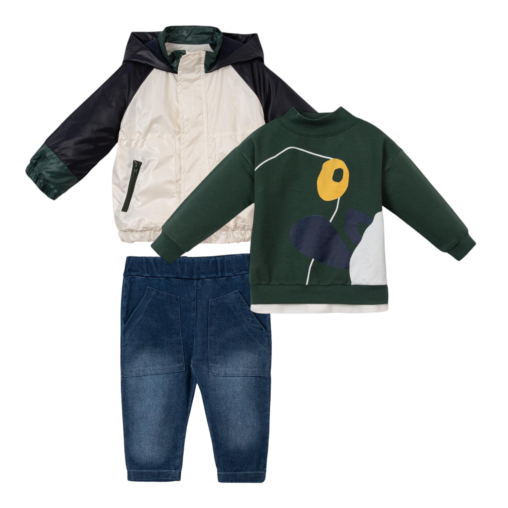 Yola Yağmurluklu Kız Bebek Üçlü Takım