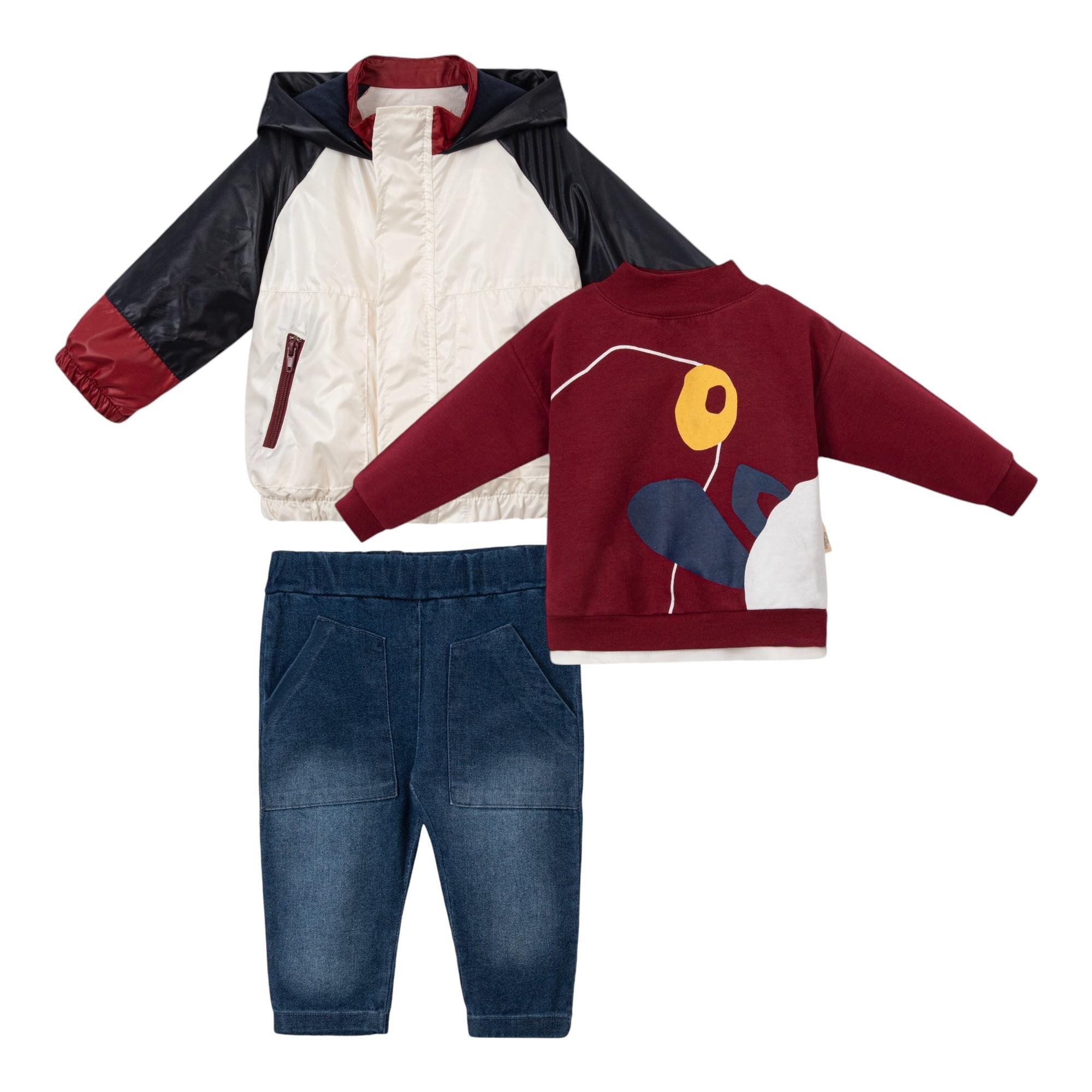 Yola Yağmurluklu Kız Bebek Üçlü Takım