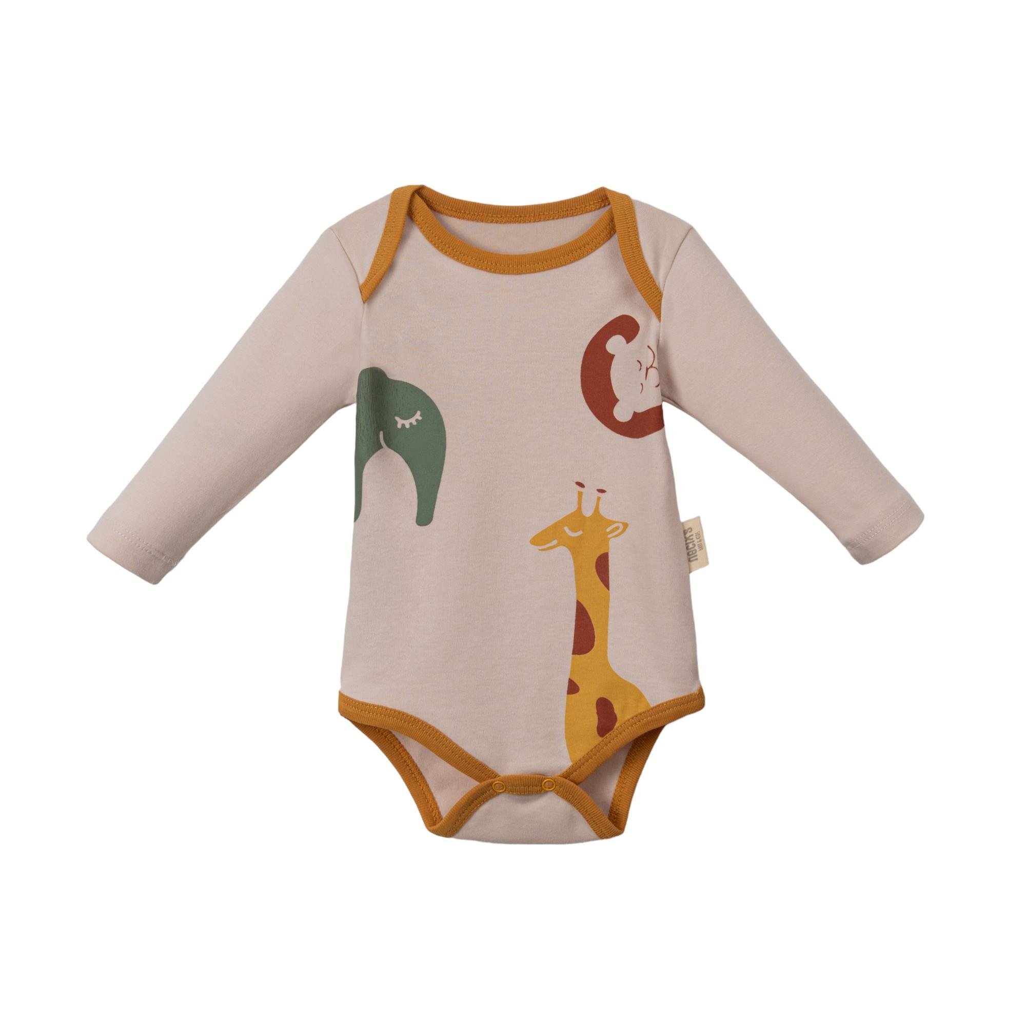 Zürafa Baskılı Erkek Bebek Bodyli Takım