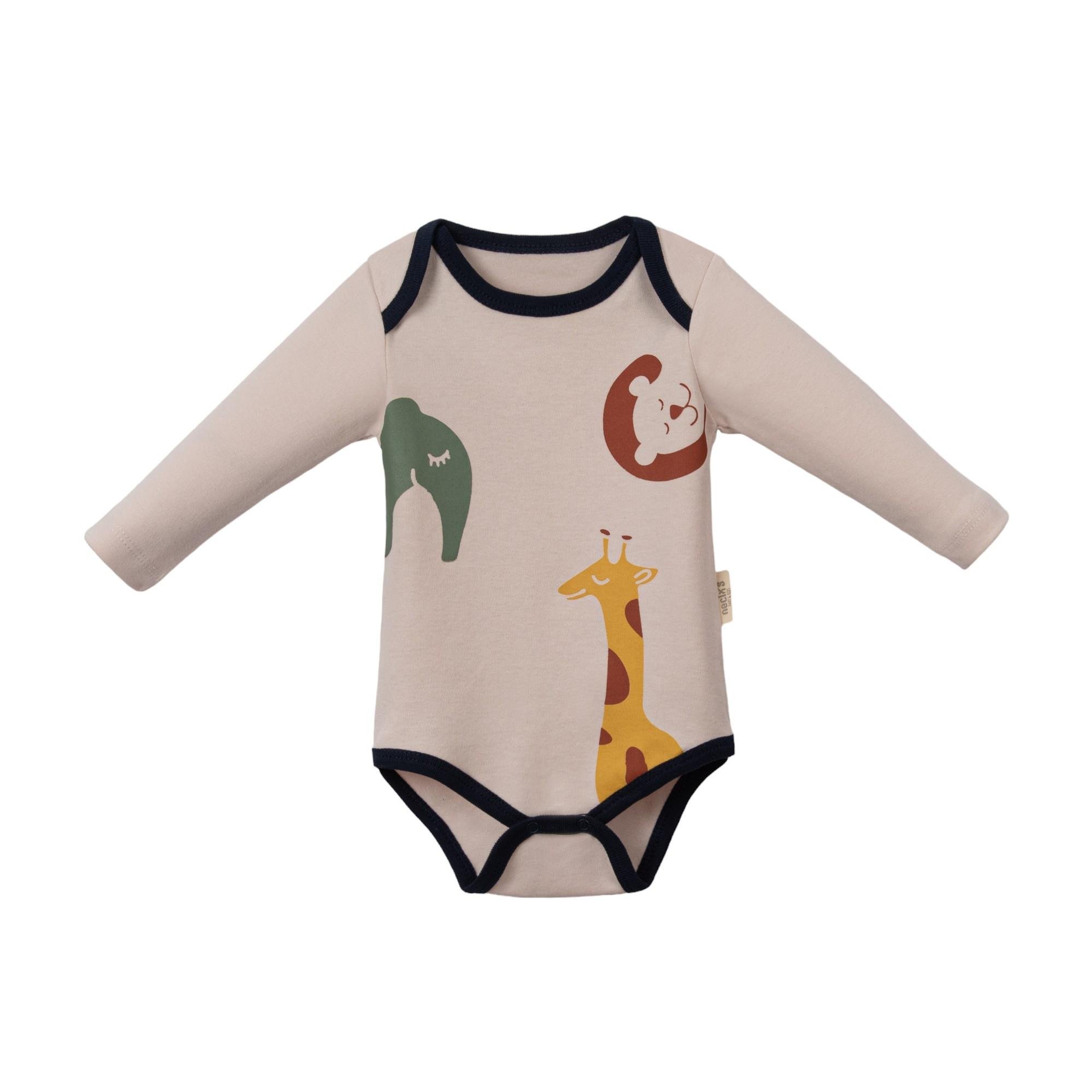 Zürafa Baskılı Erkek Bebek Bodyli Takım