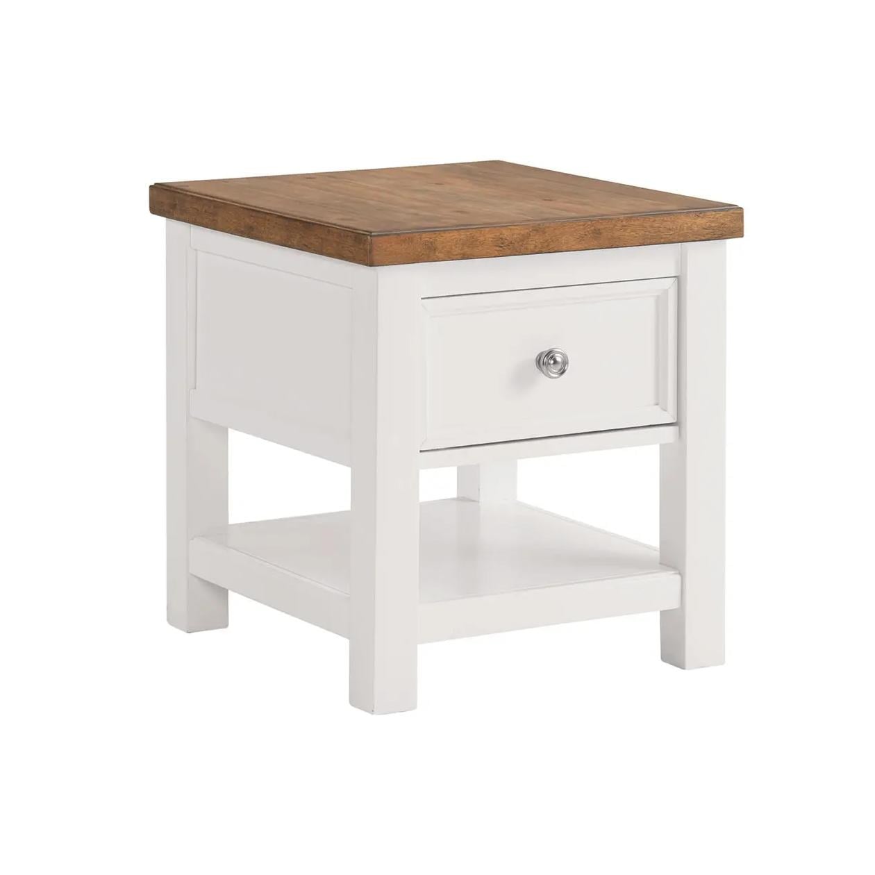 Two-Tone End Table with 1 Drawer and 1 Shelf