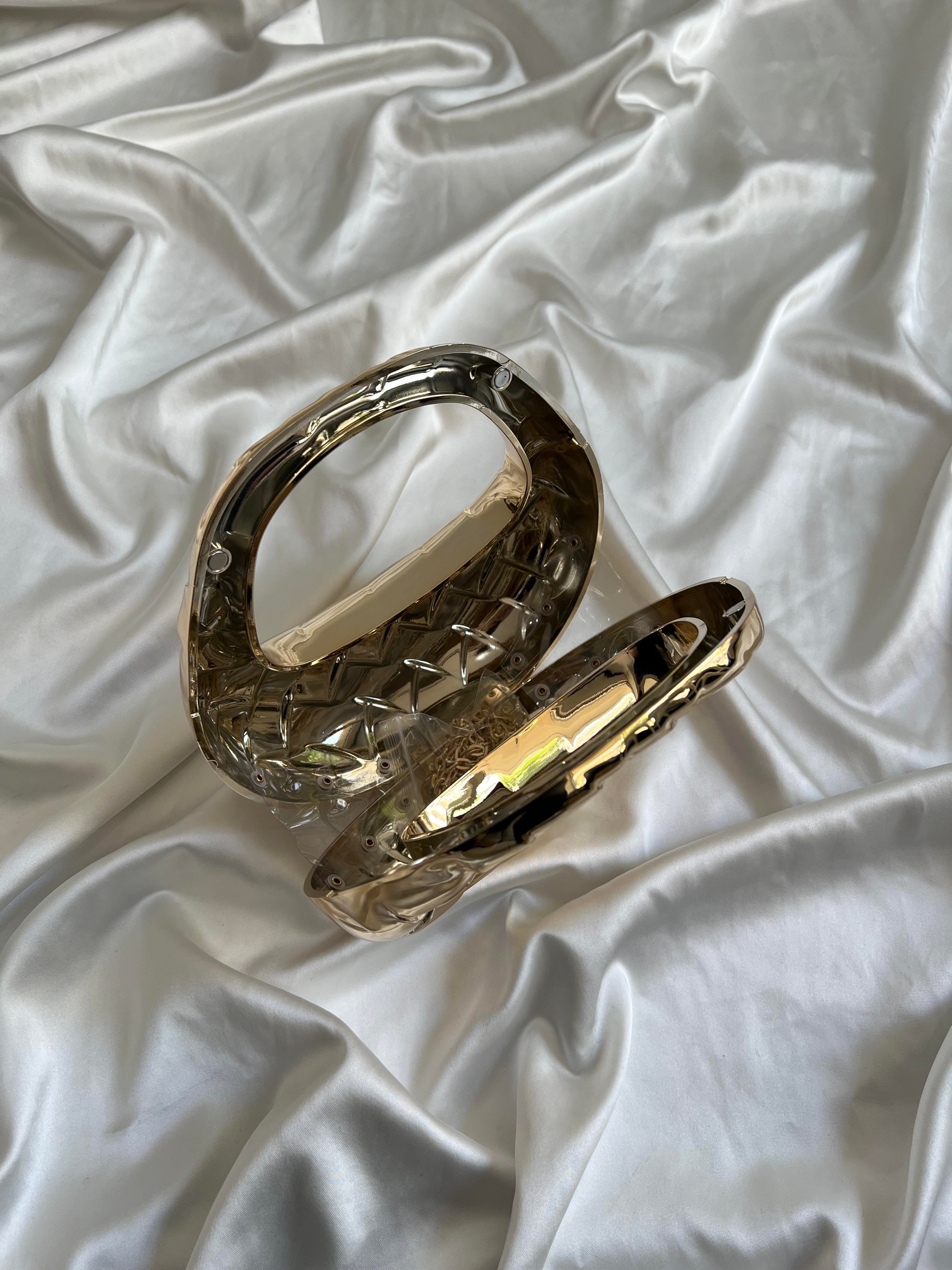 Botte Abiye Model Düğün Nişan Çantası Gold