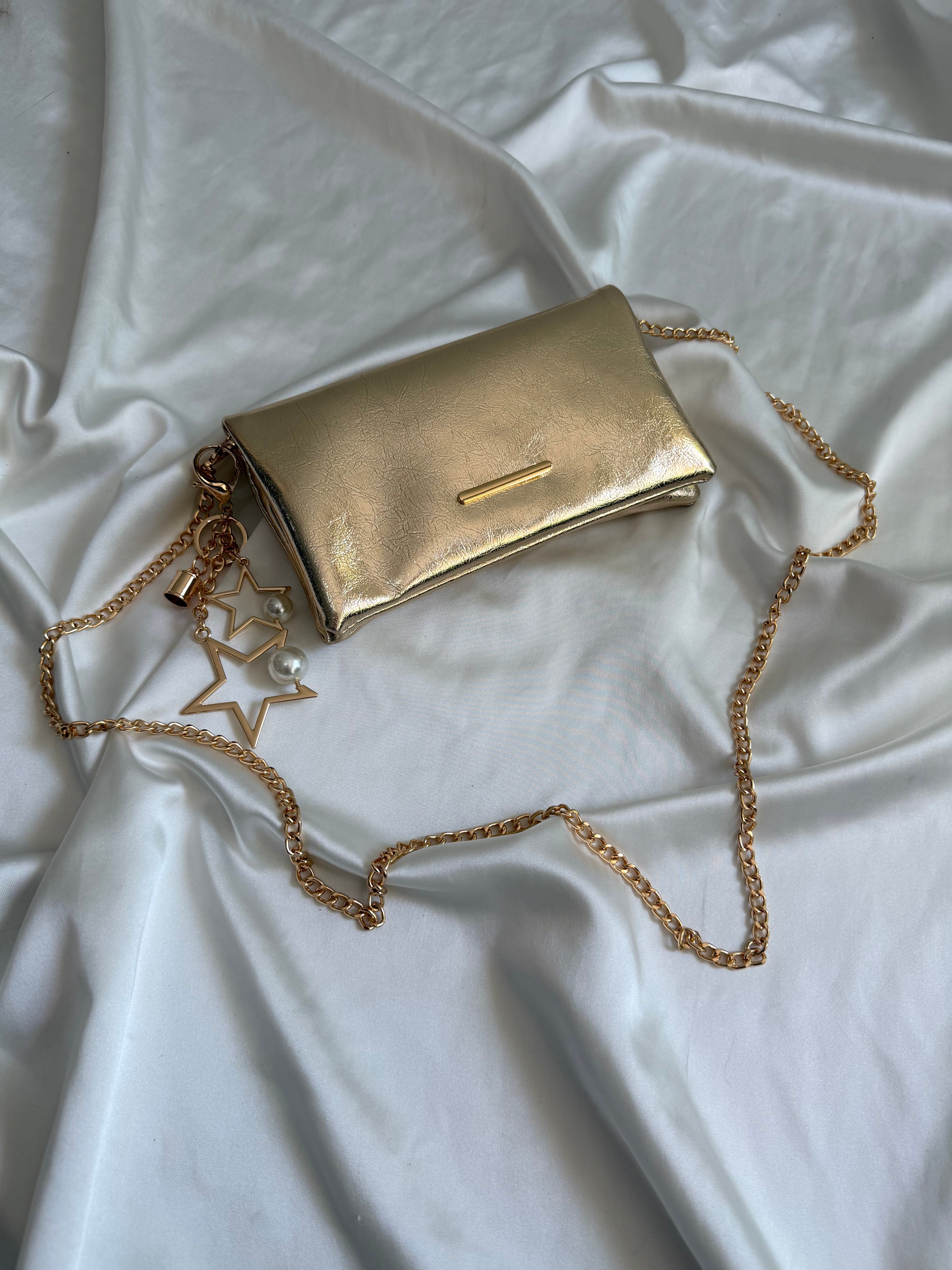 Canggu Model Clutch Çanta , Portföy Çanta , El Çantası Gold