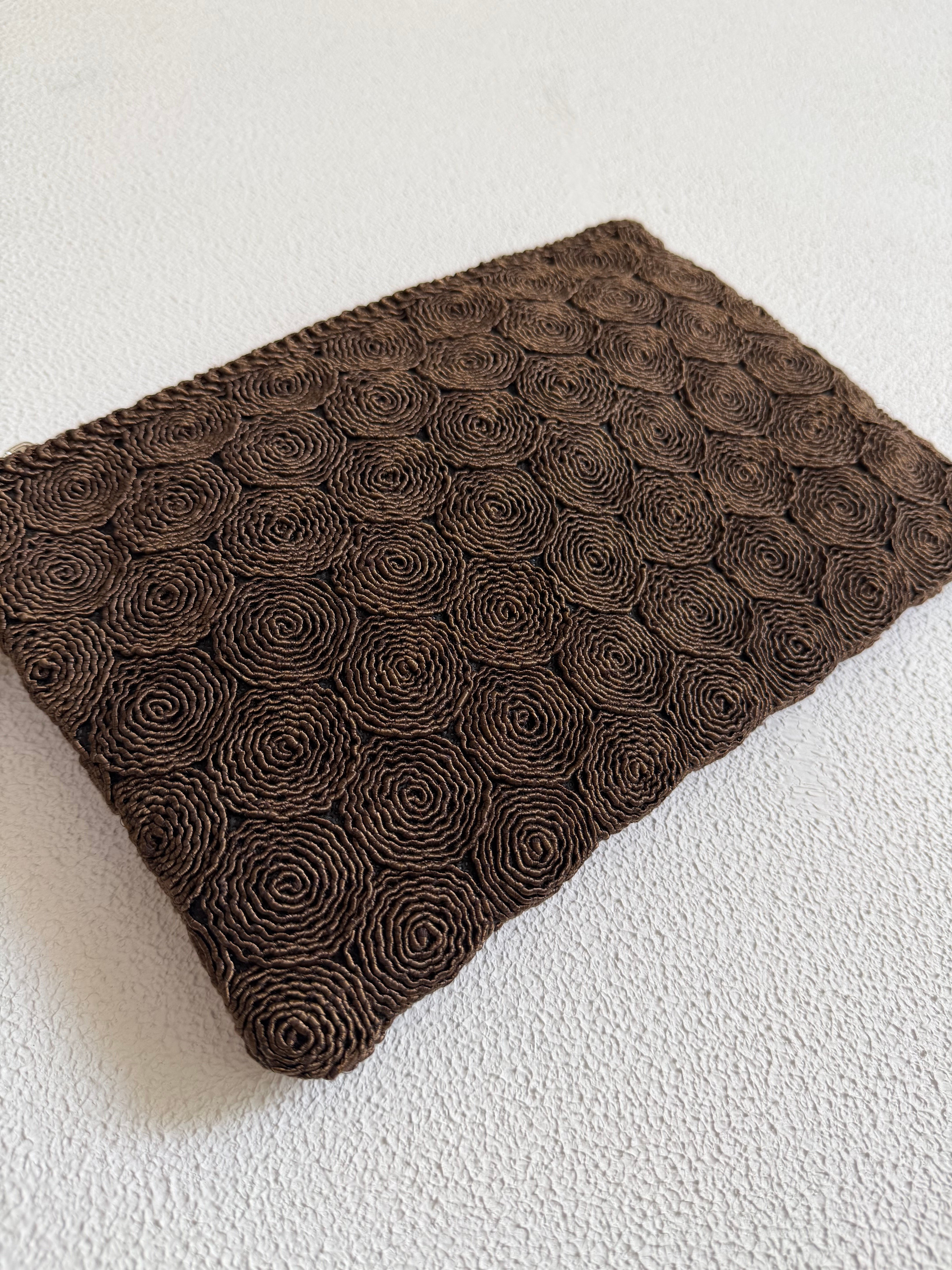 Dantel Model Clutch Çanta , Portföy Çanta , El Çantası Acı Kahve