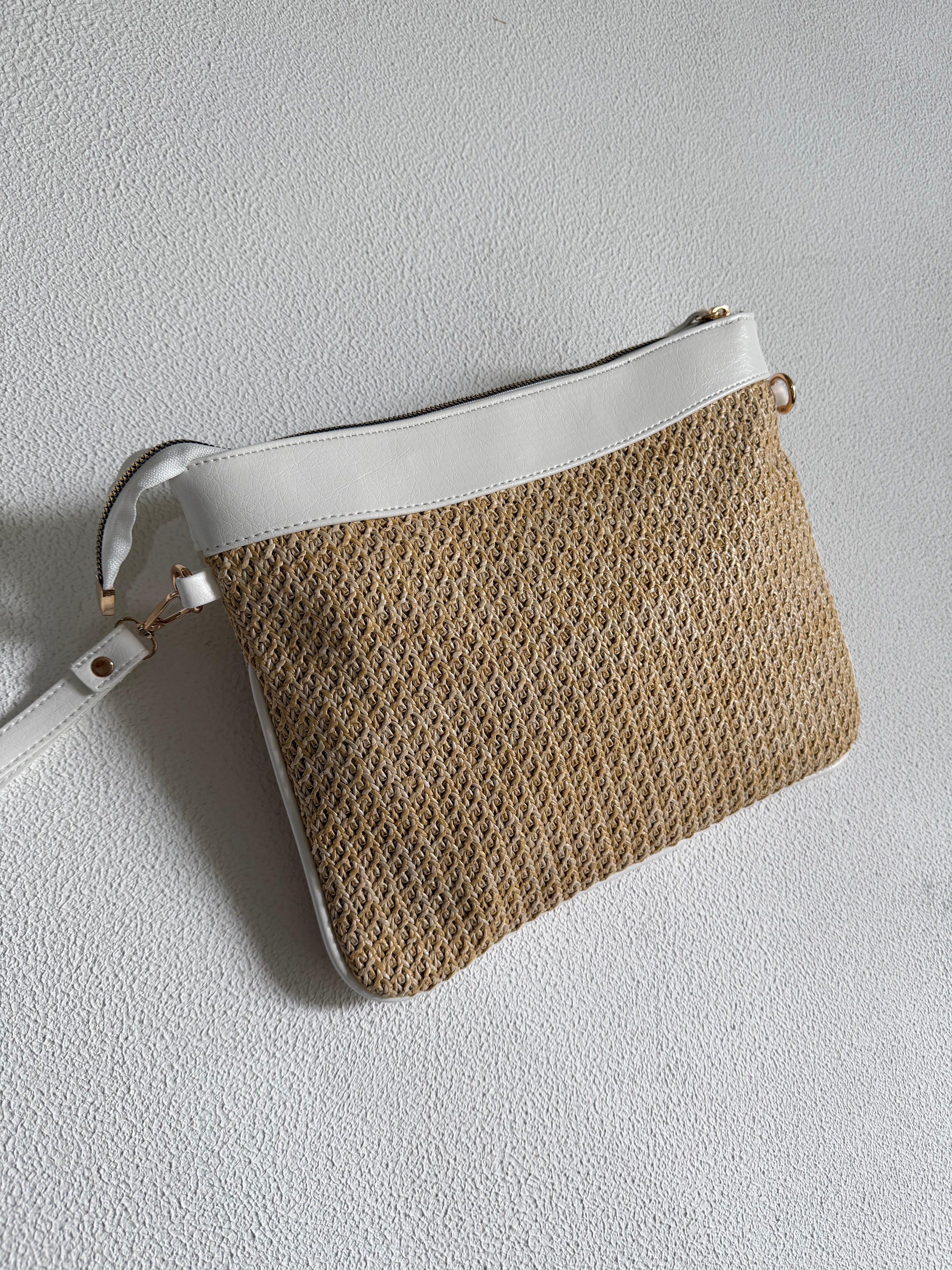 Hasır Clutch Çanta Model El Ve Kadın Omuz Çantası,Yazlık Çanta Beyaz