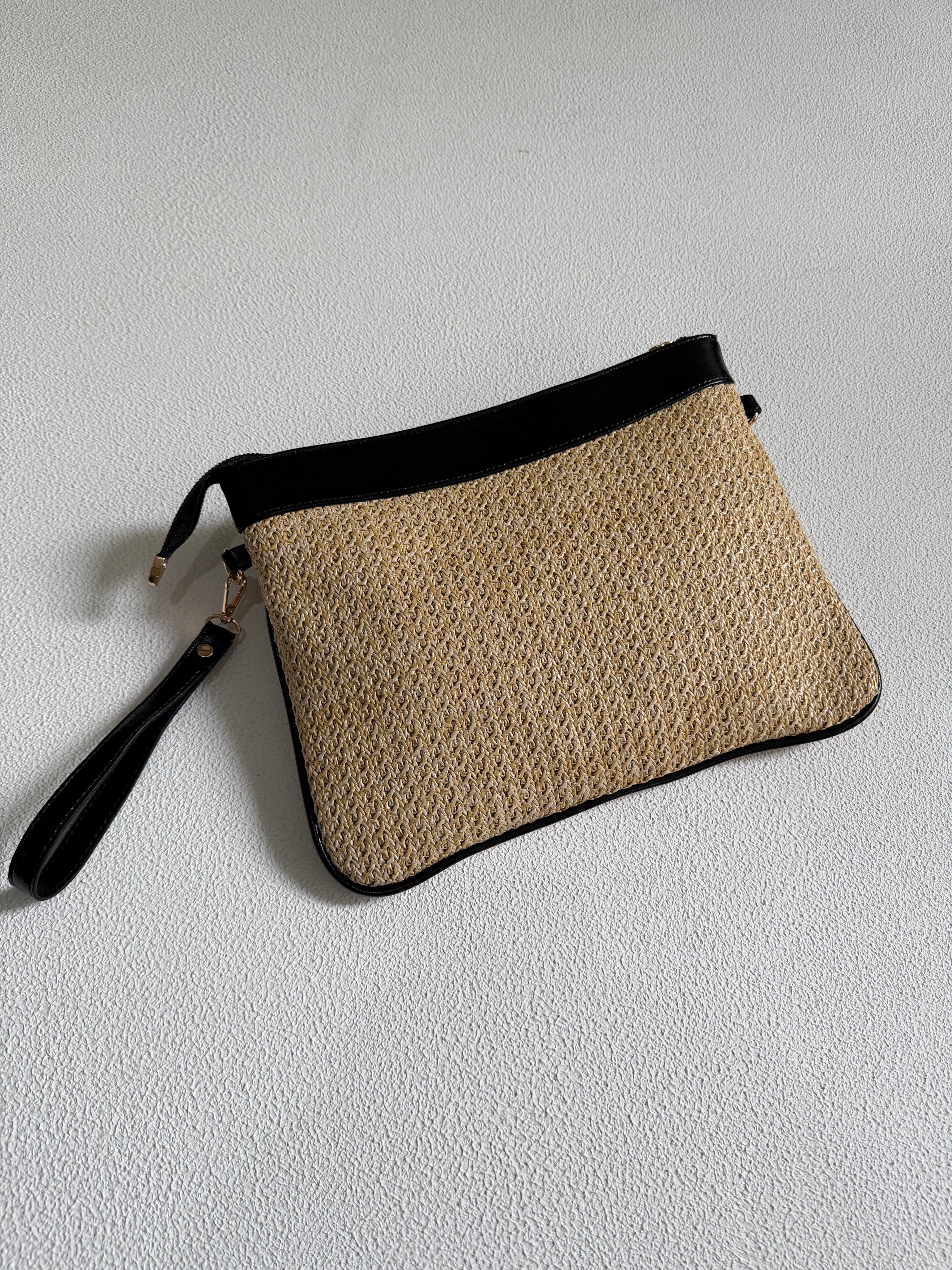 Hasır Clutch Çanta Model El Ve Kadın Omuz Çantası,Yazlık Çanta Siyah
