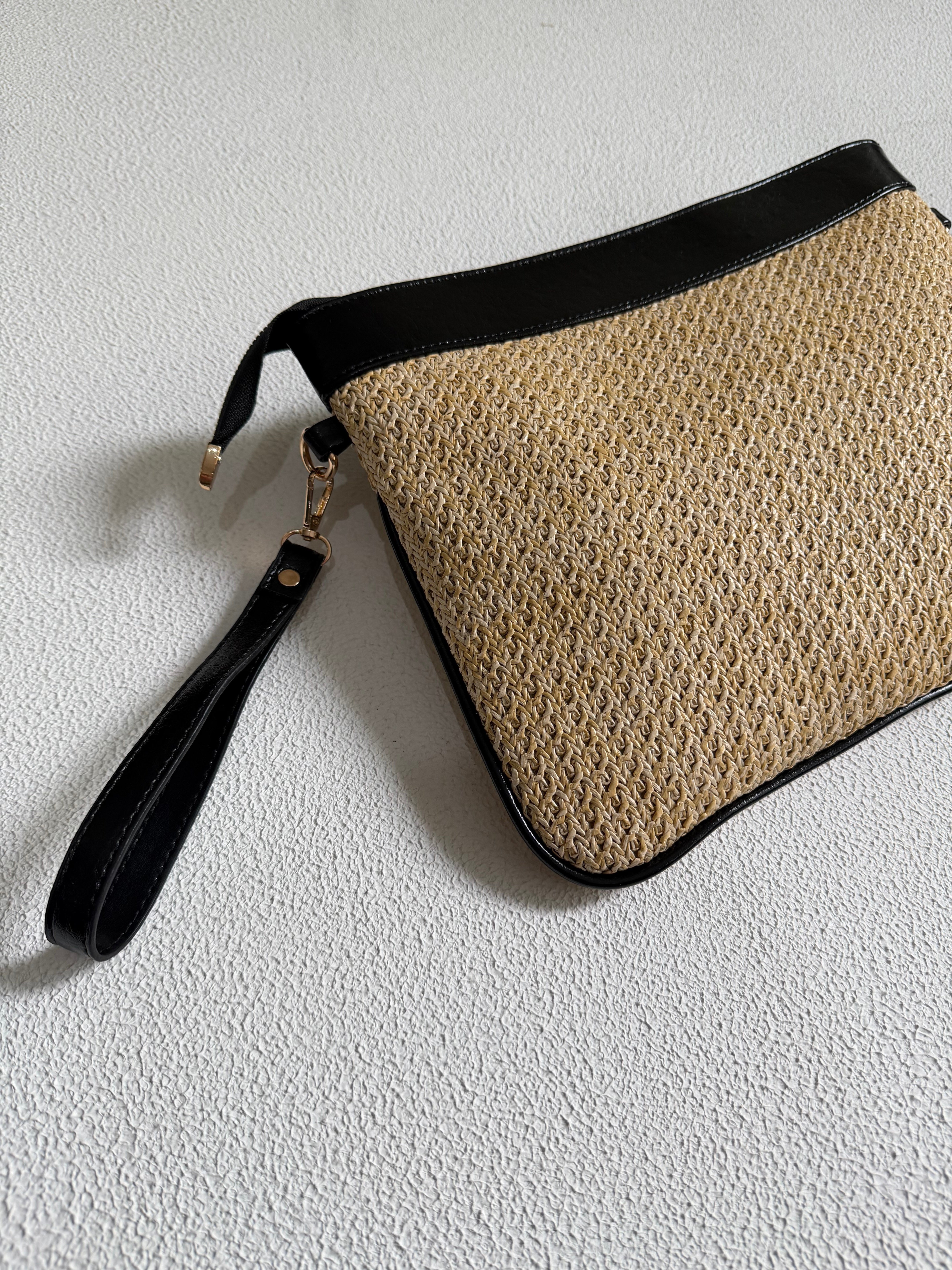 Hasır Clutch Çanta Model El Ve Kadın Omuz Çantası,Yazlık Çanta Siyah