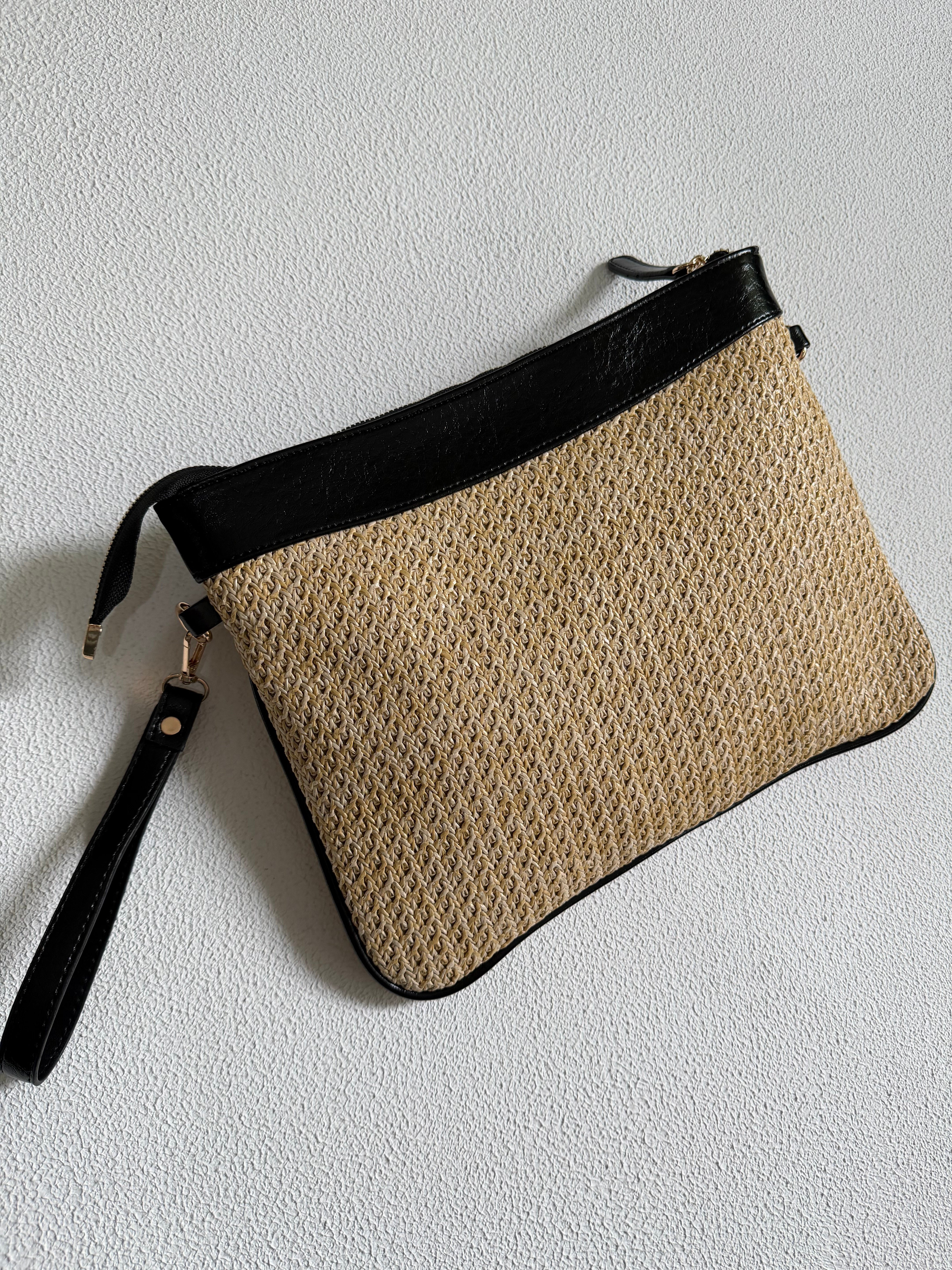 Hasır Clutch Çanta Model El Ve Kadın Omuz Çantası,Yazlık Çanta Siyah