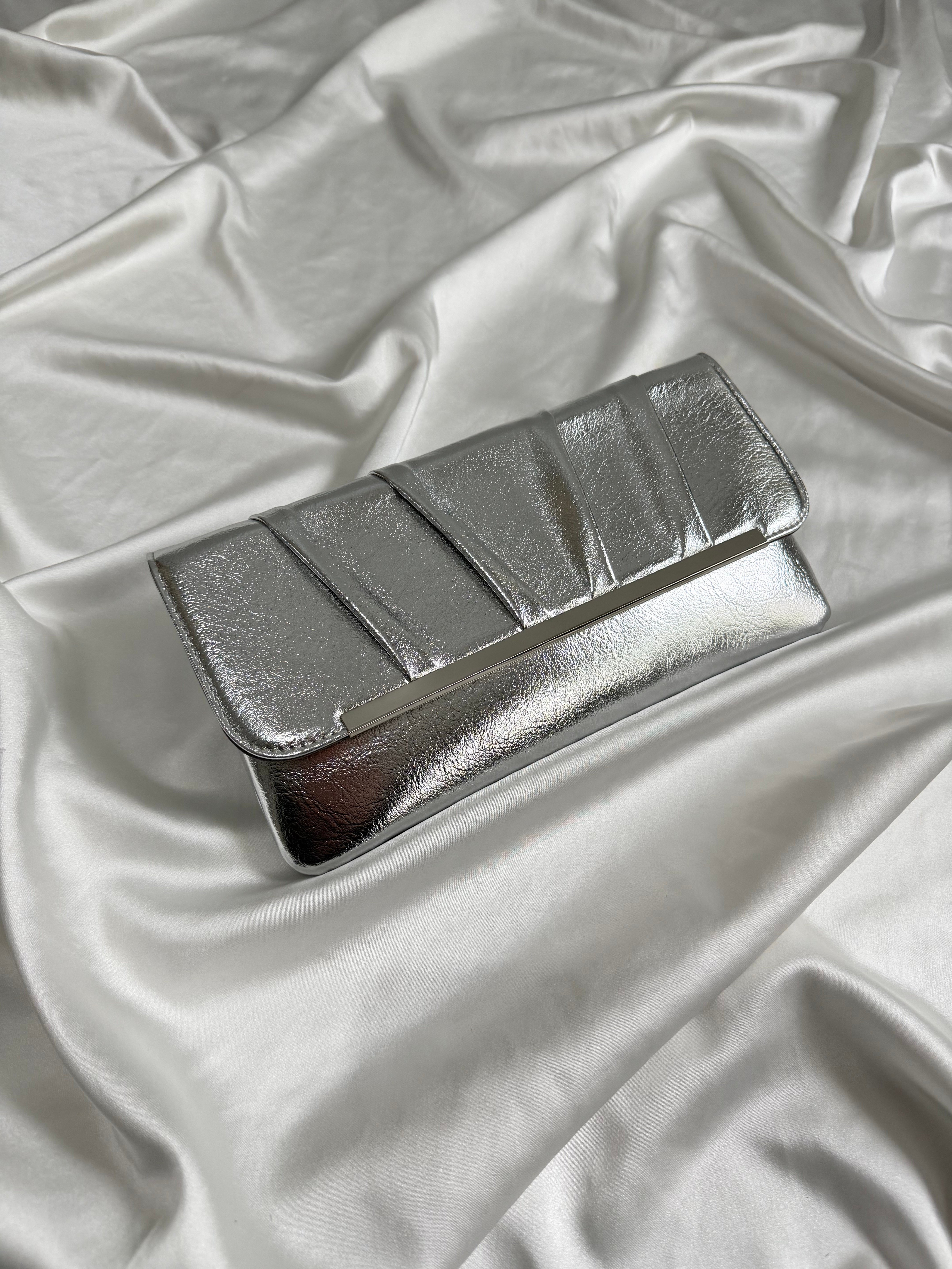 Holly Model Düğün Nişan Abiye Çanta Clutch Çanta Gümüş