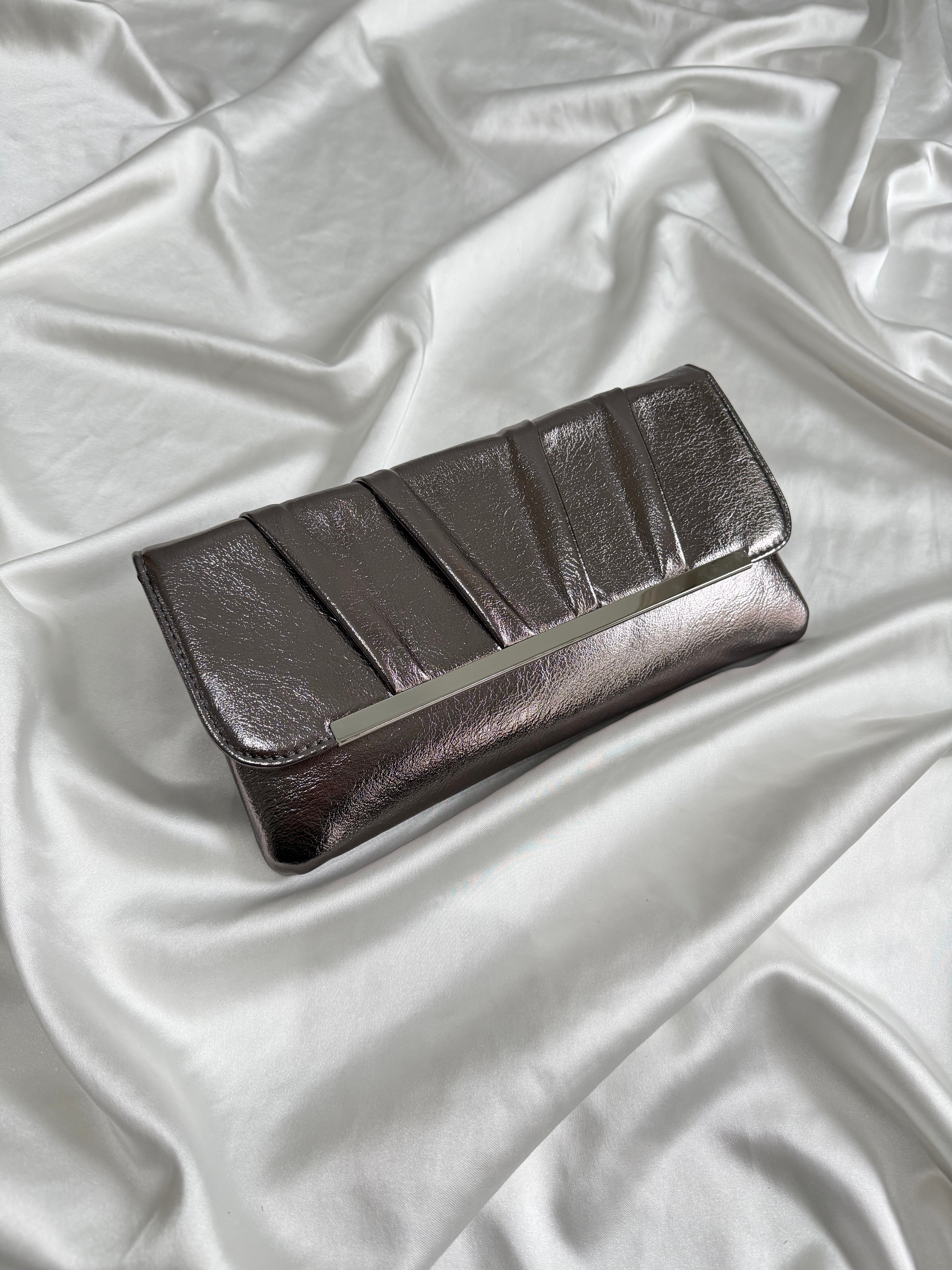 Holly Model Düğün Nişan Abiye Çanta Clutch Çanta Platin