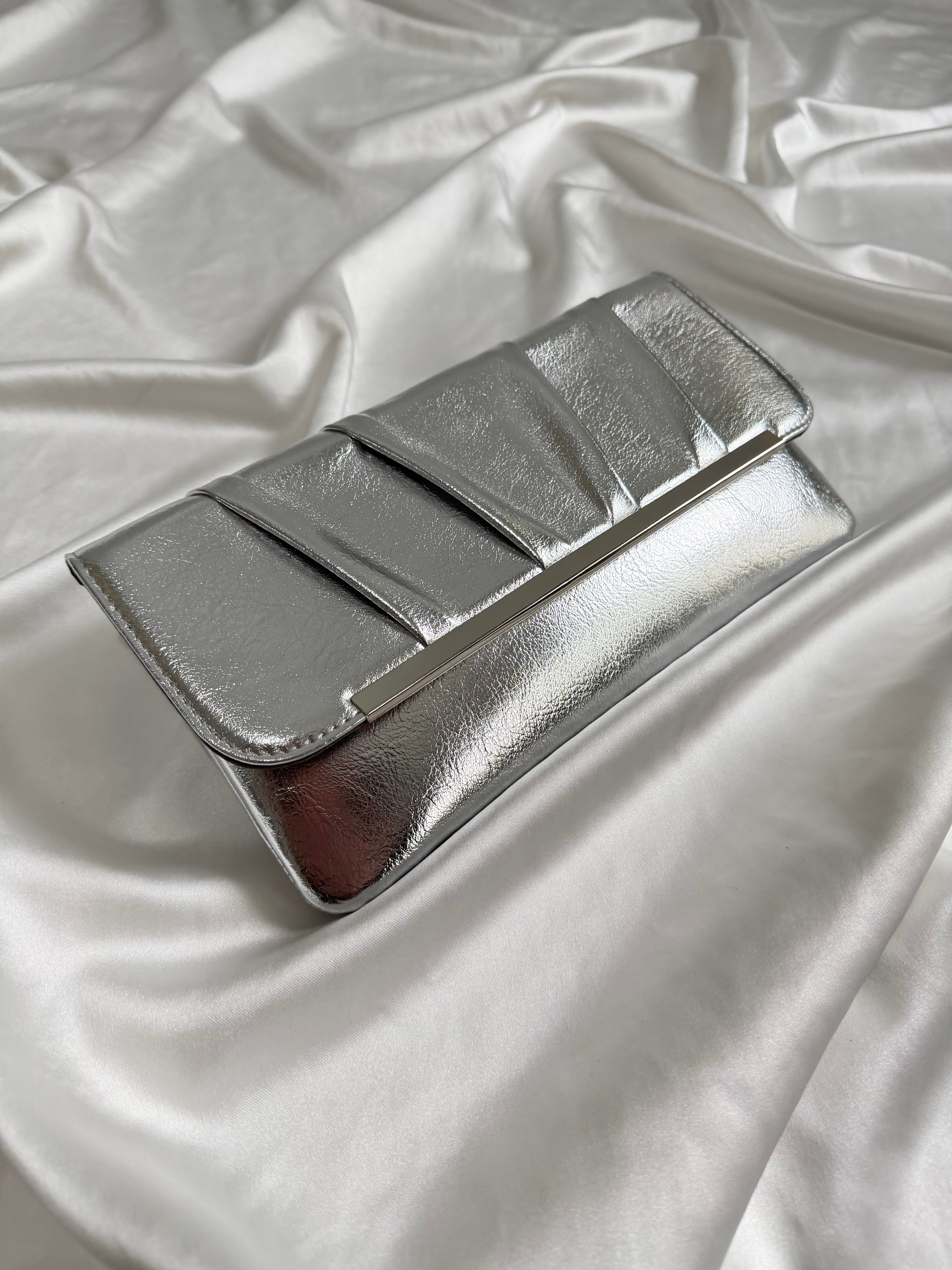 Holly Model Düğün Nişan Abiye Çanta Clutch Çanta Gümüş