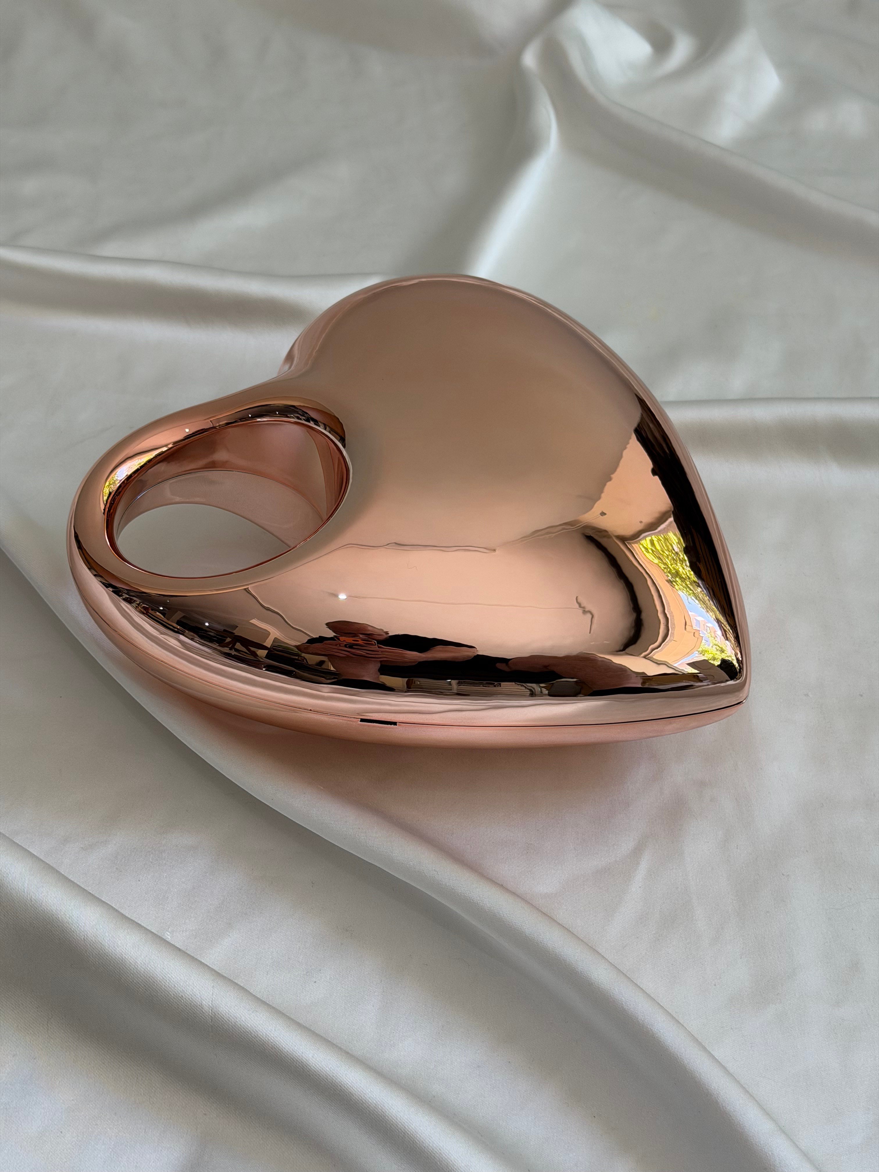 Kalp Abiye Model Düğün Nişan Çantası Rose