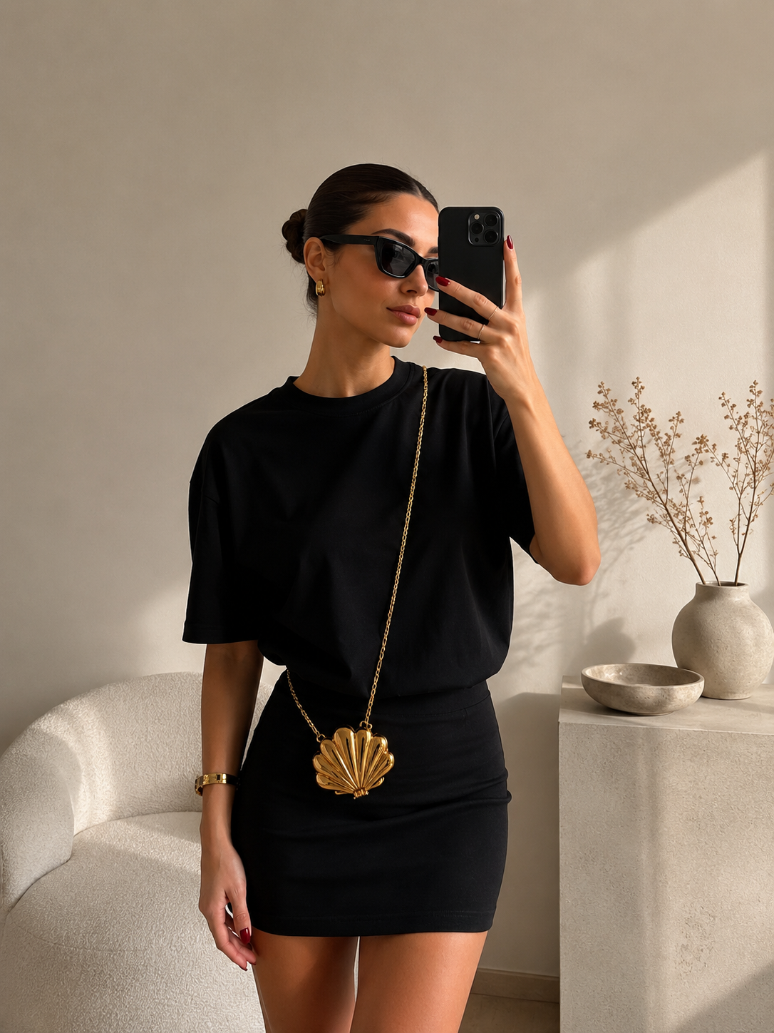 Mini İstiridye Abiye Çanta , Düğün Çantası , Nişan Çantası Gold ( Ürün Mini Boydur Telefon vs Sığmaz)