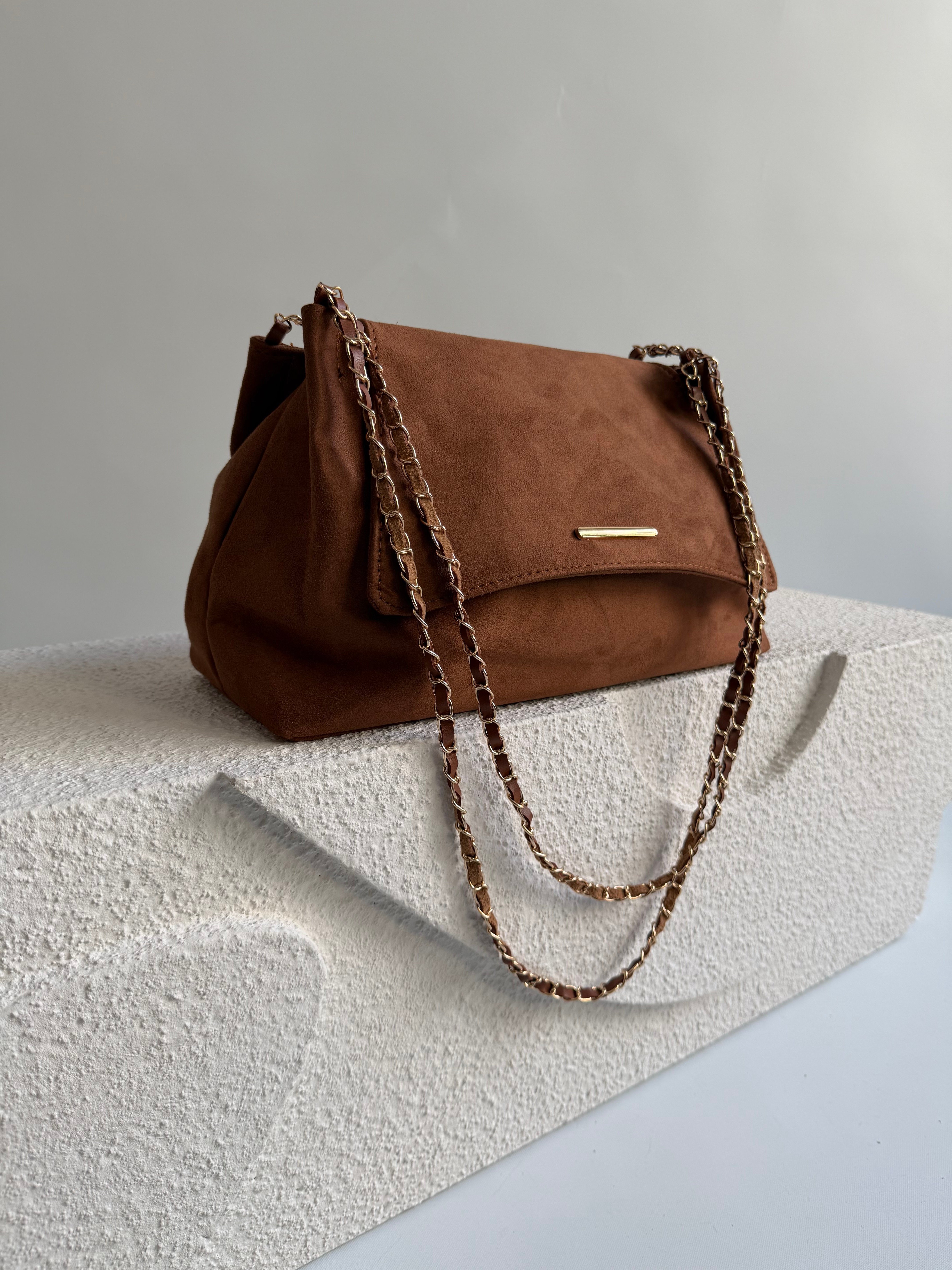 Mocca Model El Ve Kadın Omuz Çantası Süet Çanta Taba