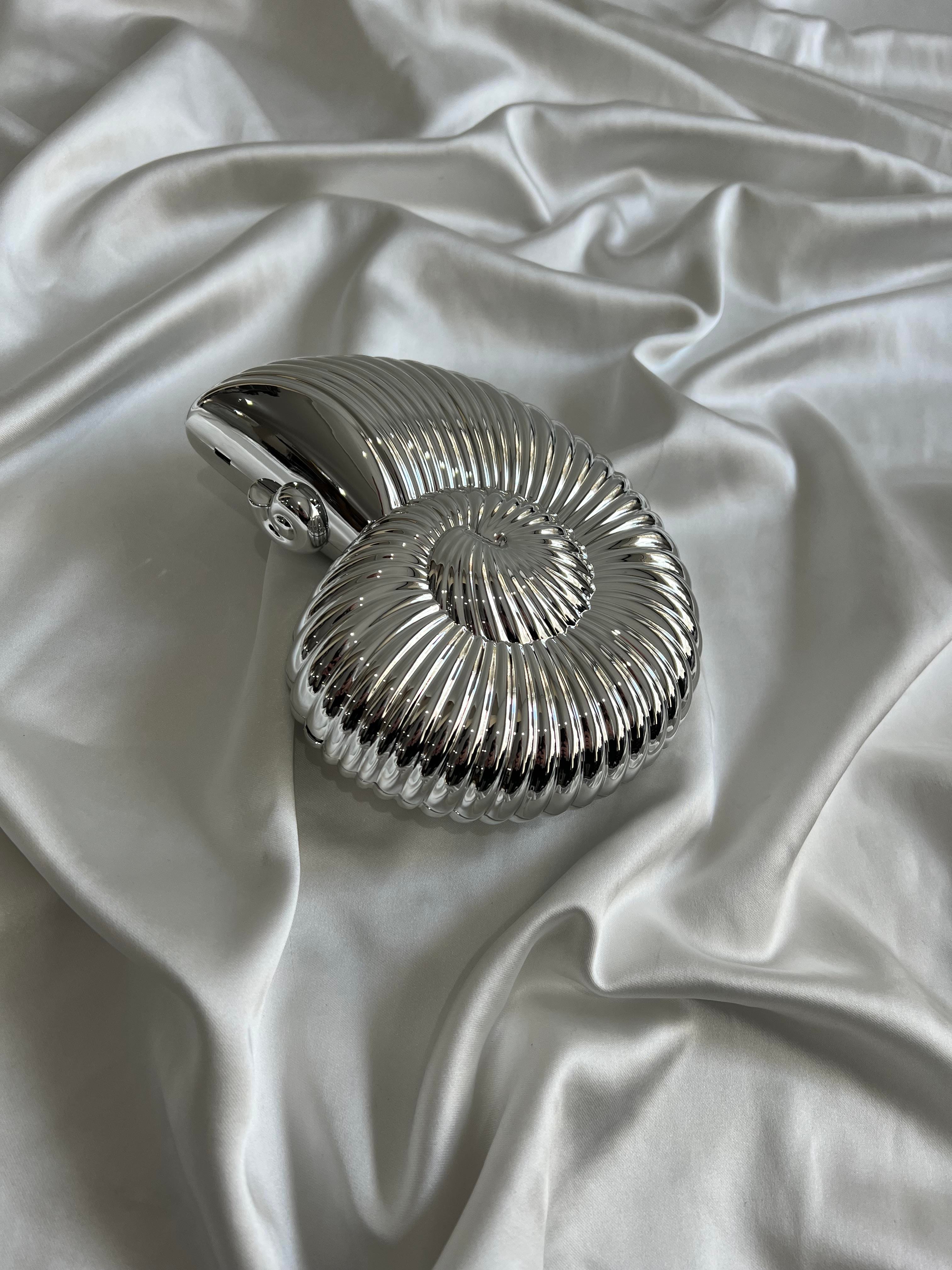 Nautilus Abiye Model Düğün Nişan Çantası Gümüş